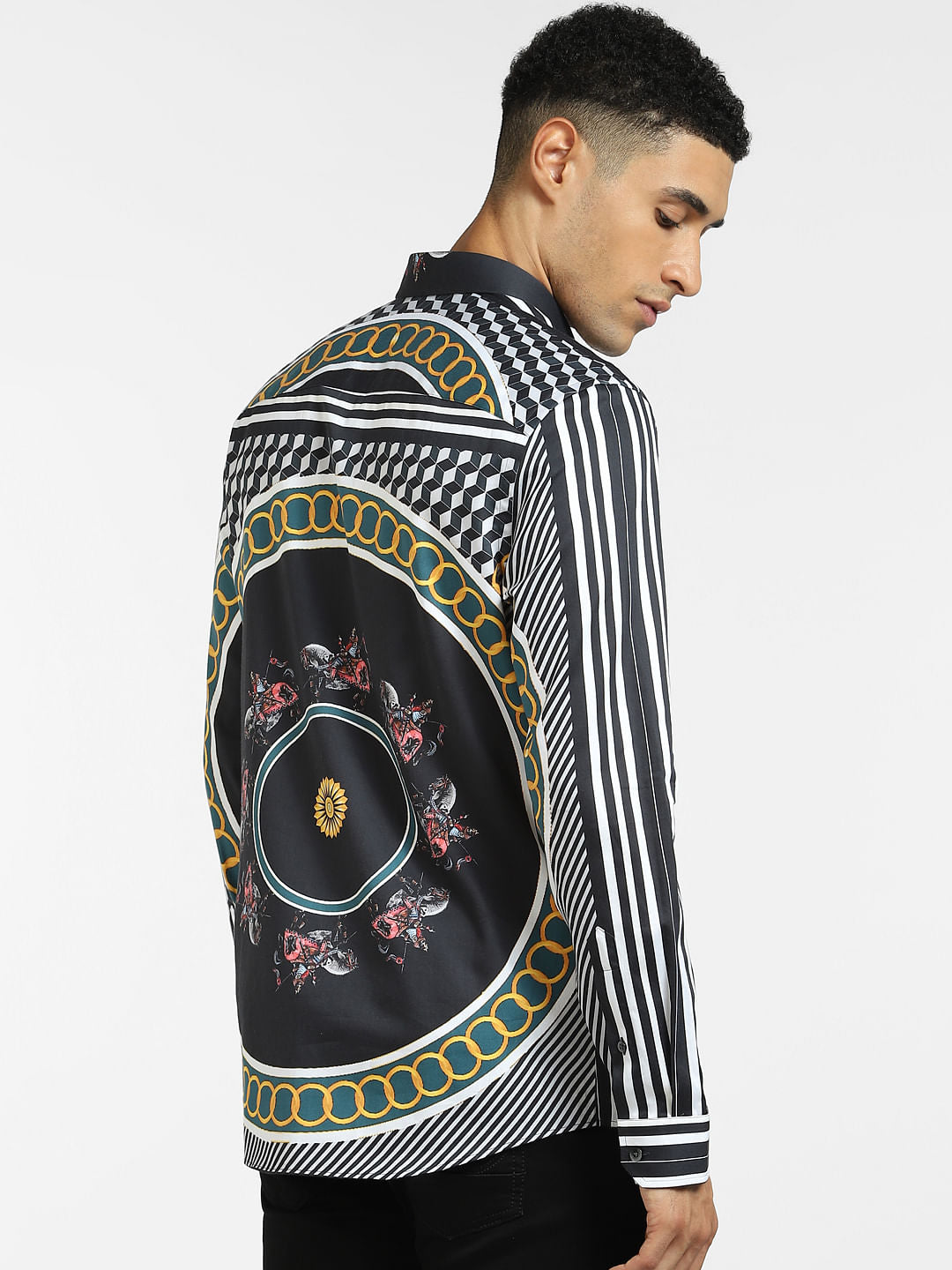 Black Abstract Print Full Sleeves Shirt