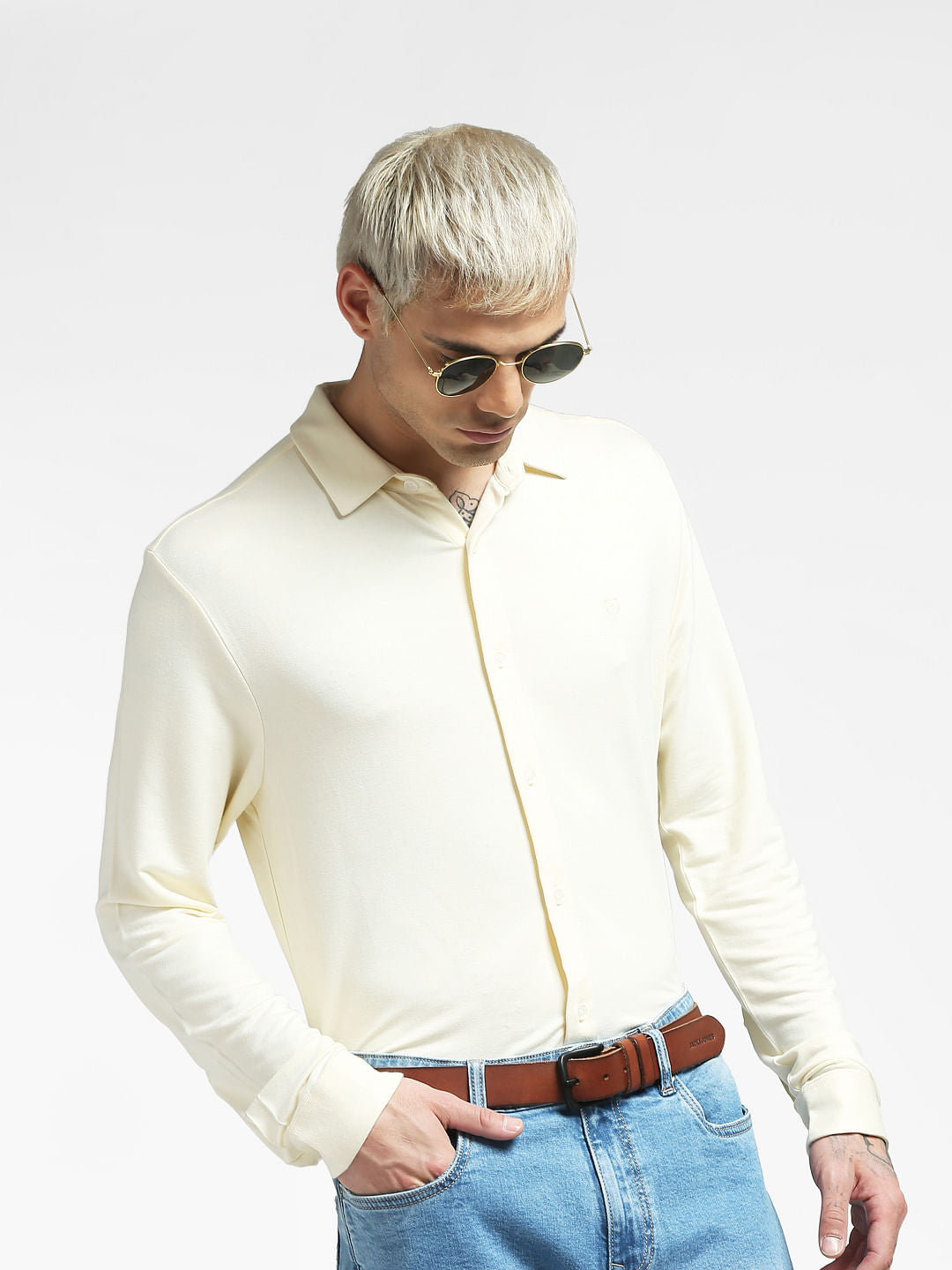 Light Yellow Full Sleeves Shirt