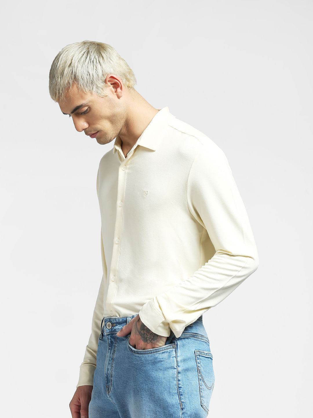 Light Yellow Full Sleeves Shirt