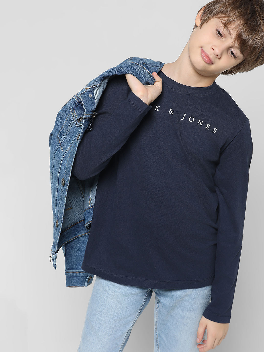 Navy Blue Logo Print T-shirt