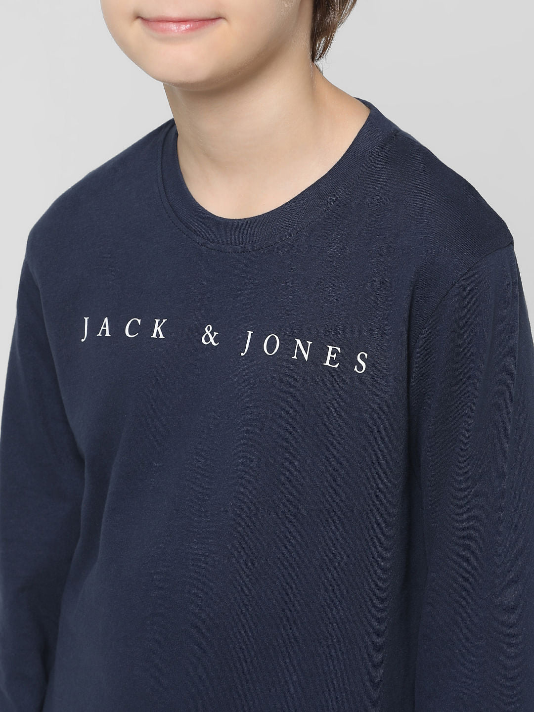 Navy Blue Logo Print T-shirt