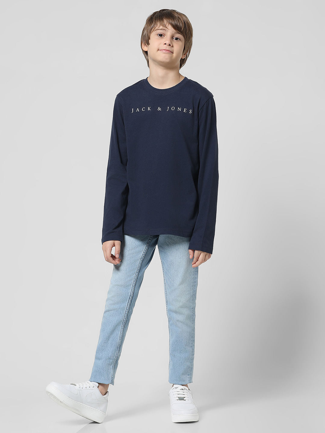 Navy Blue Logo Print T-shirt