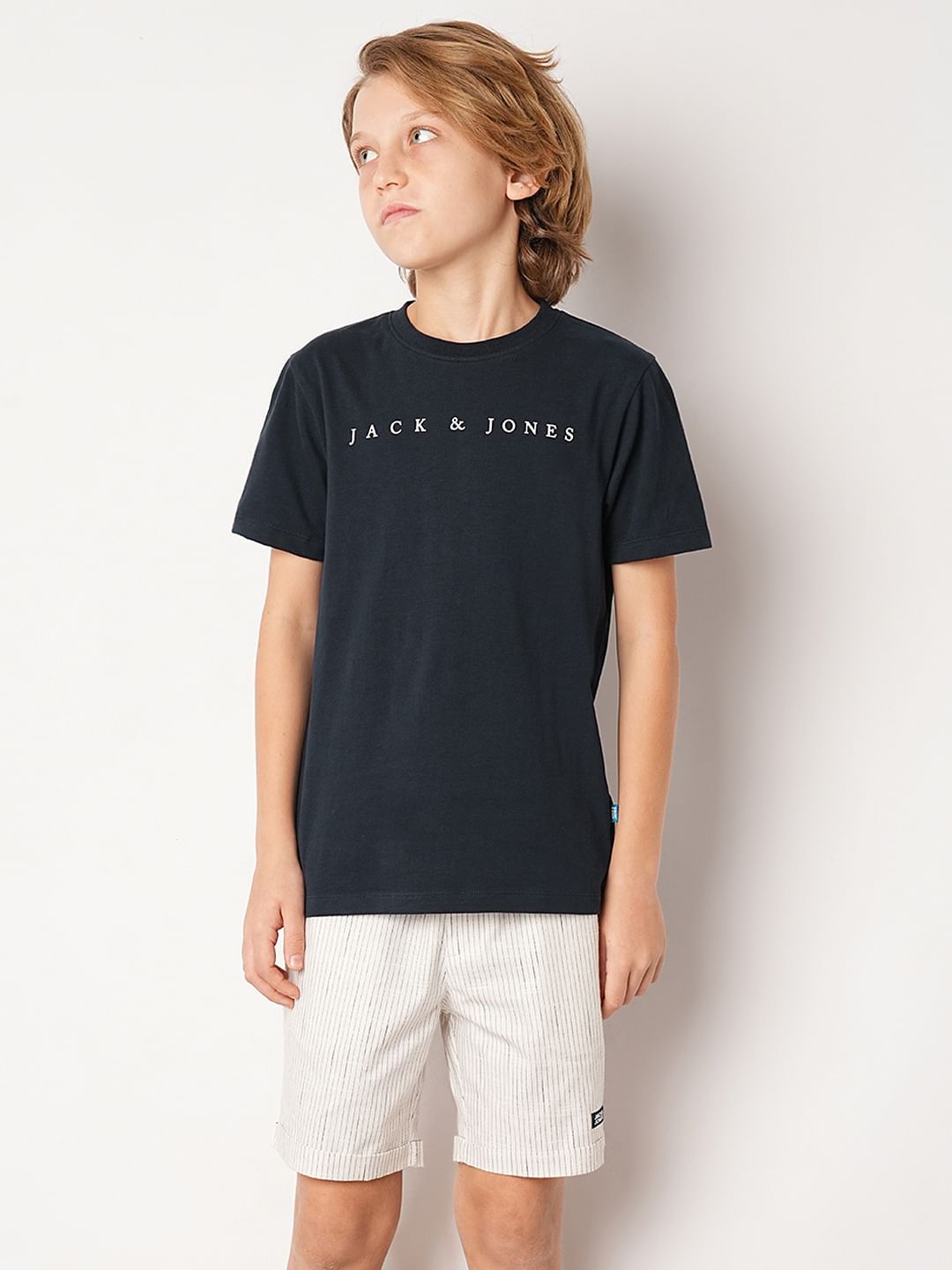 Navy Blue Logo Print T-shirt