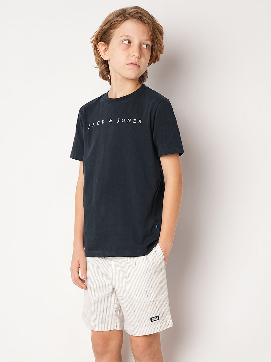Navy Blue Logo Print T-shirt