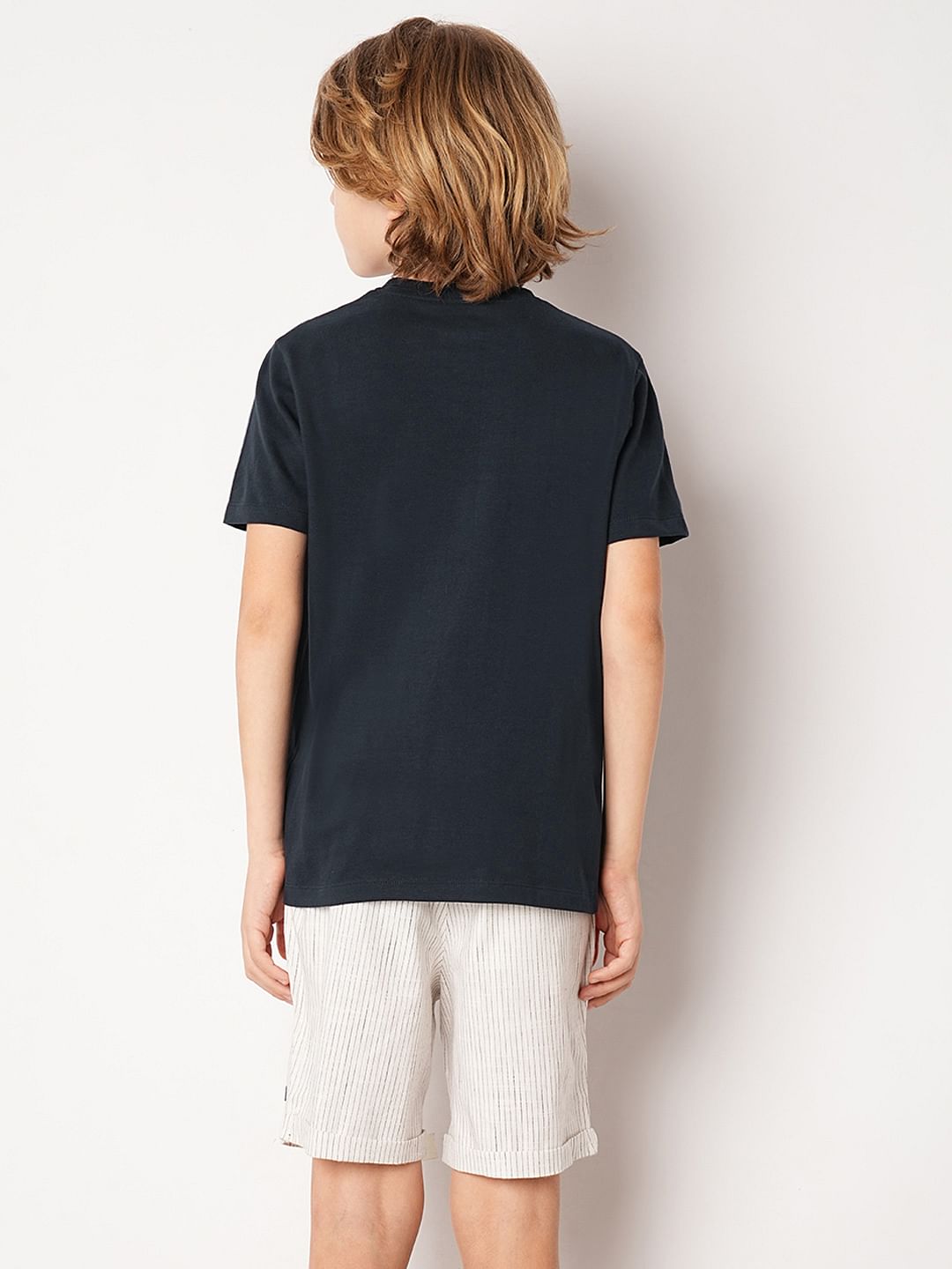 Navy Blue Logo Print T-shirt