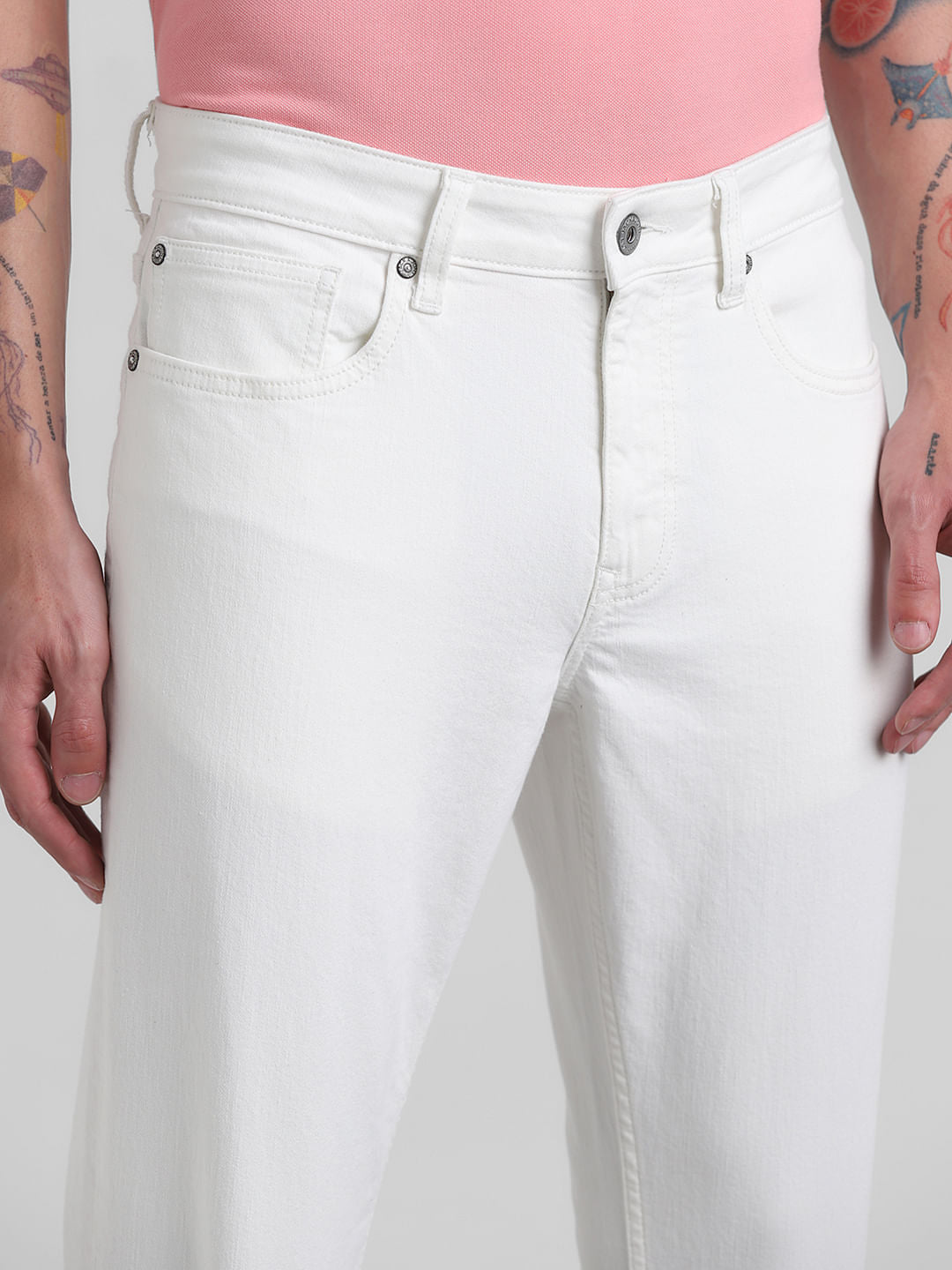 White Low Rise Glenn Slim Fit Jeans