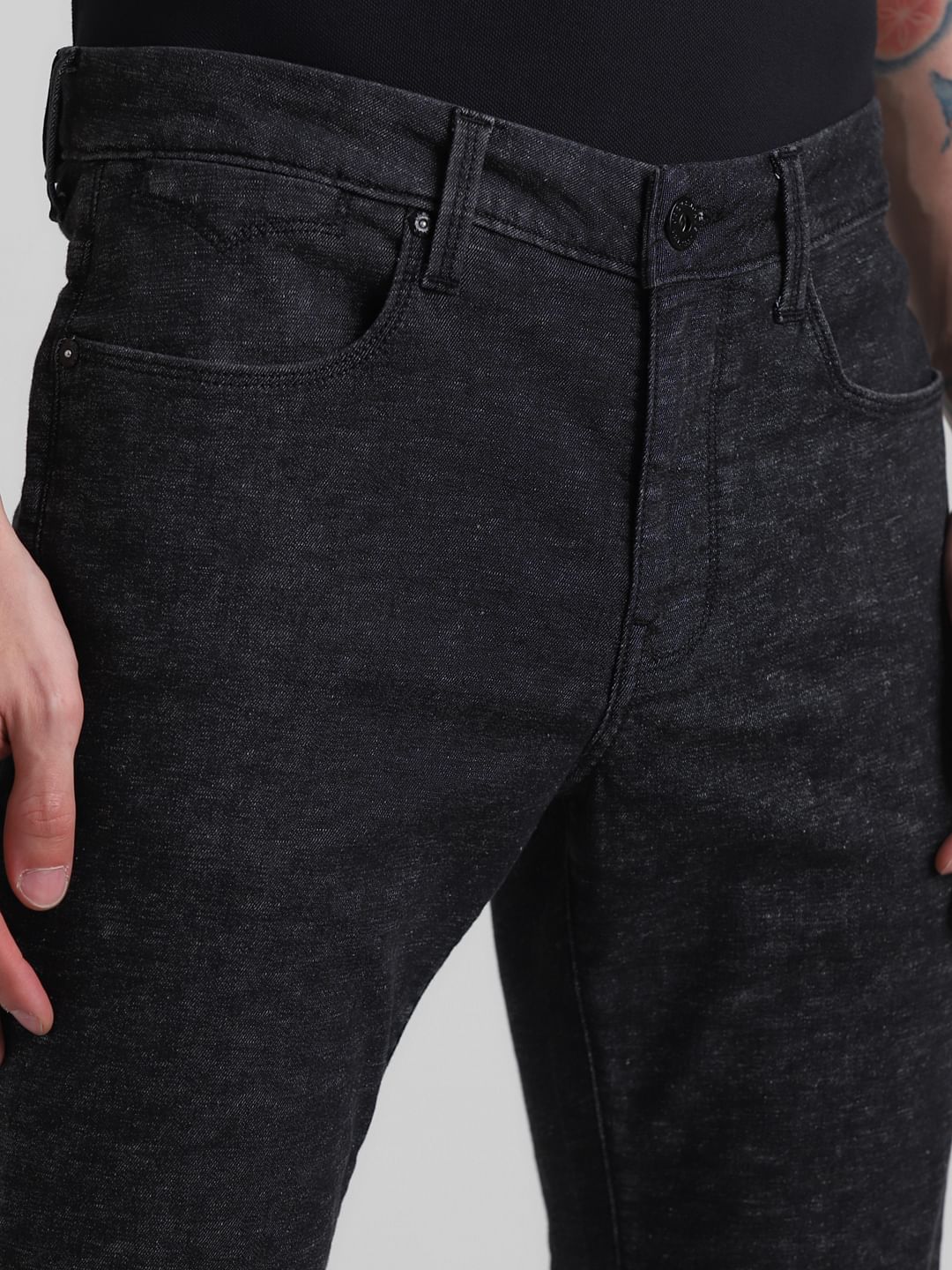 Black Low Rise Glenn Slim Fit Jeans