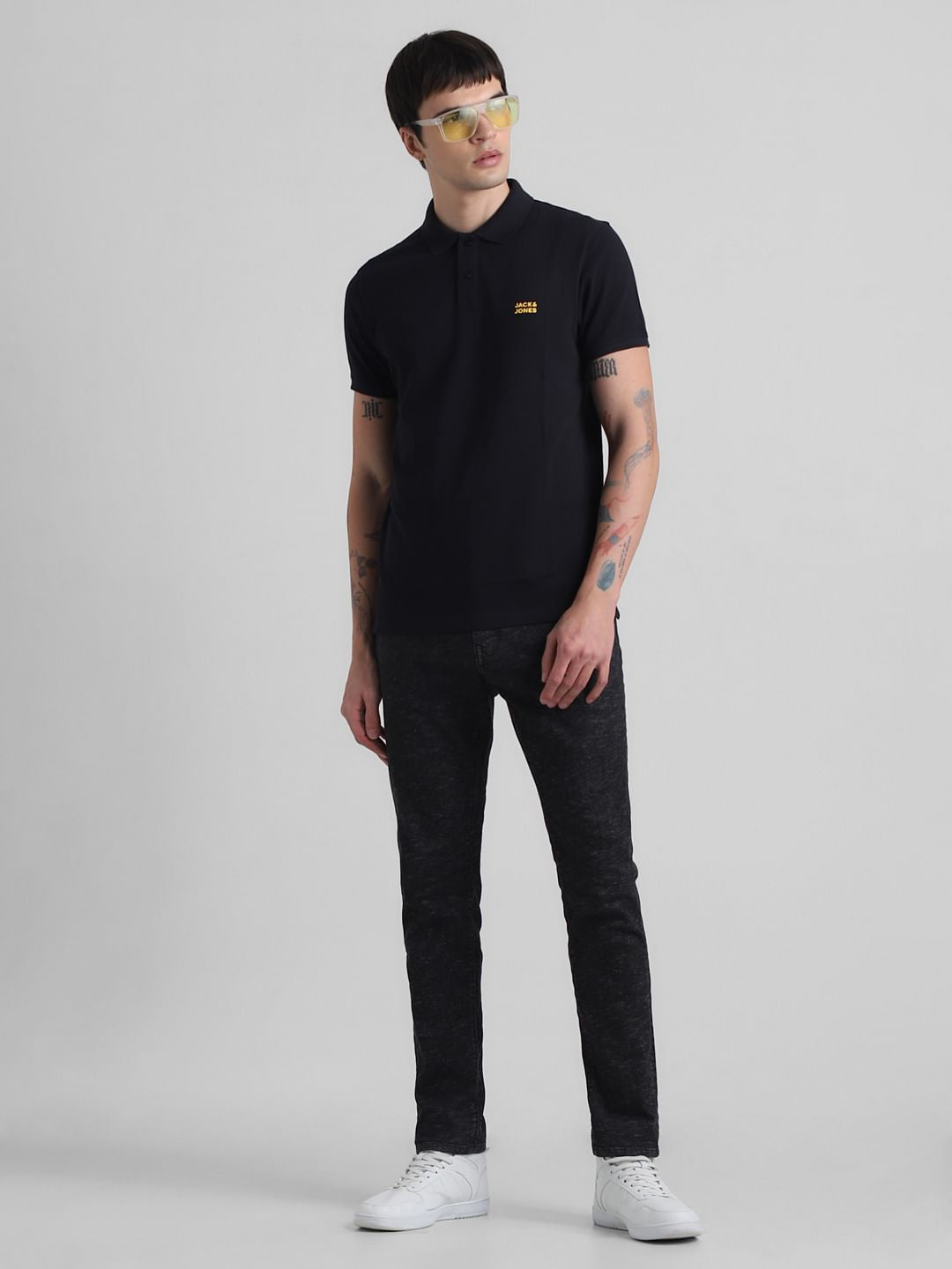 Black Low Rise Glenn Slim Fit Jeans