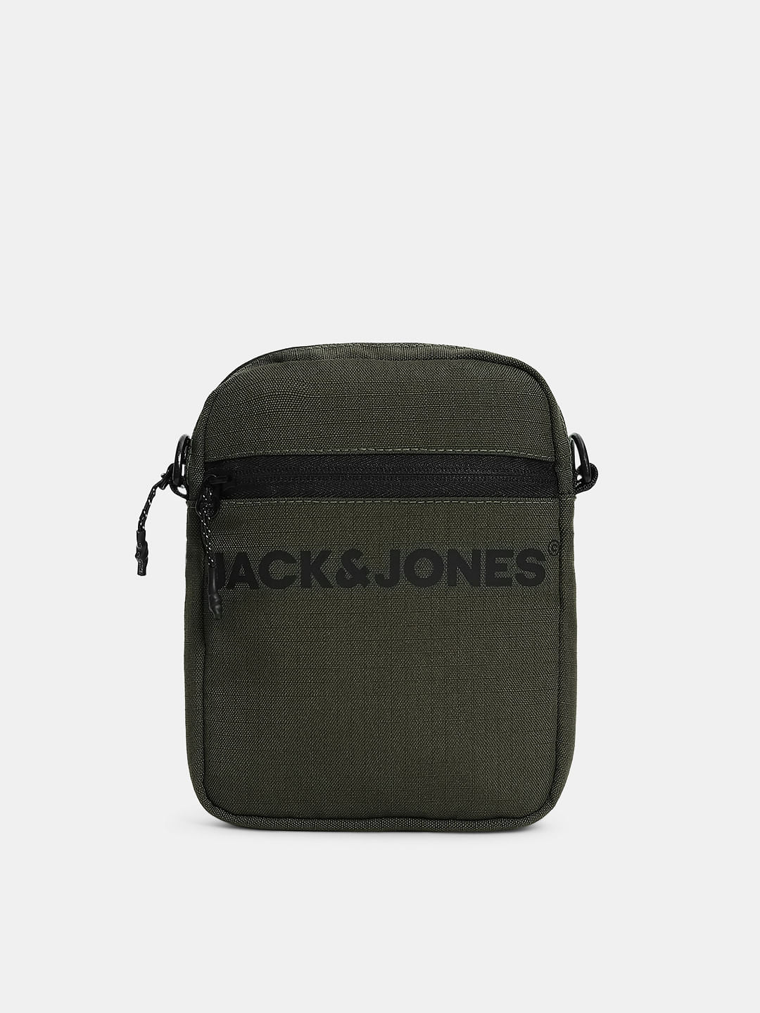 Dark Green Logo Print Sling Bag