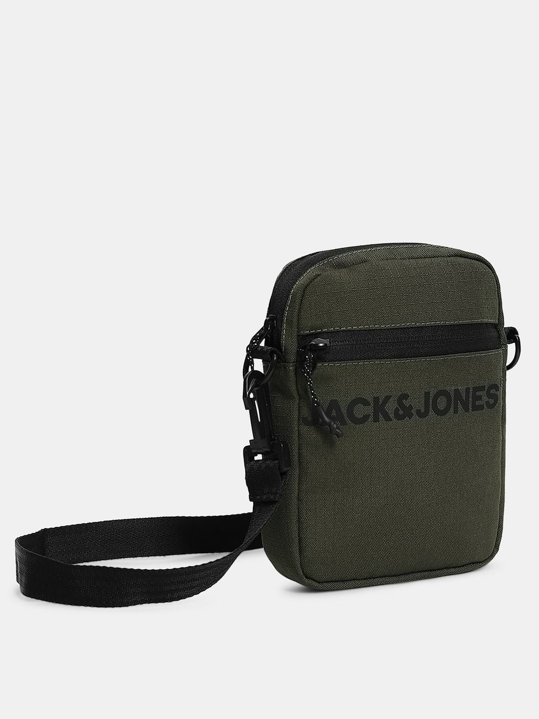 Dark Green Logo Print Sling Bag