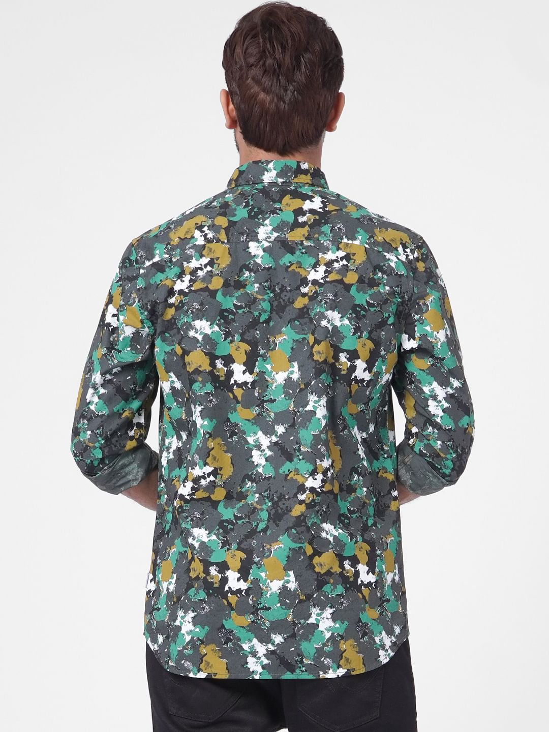 Grey Abstract Print Full Sleeves Shirt