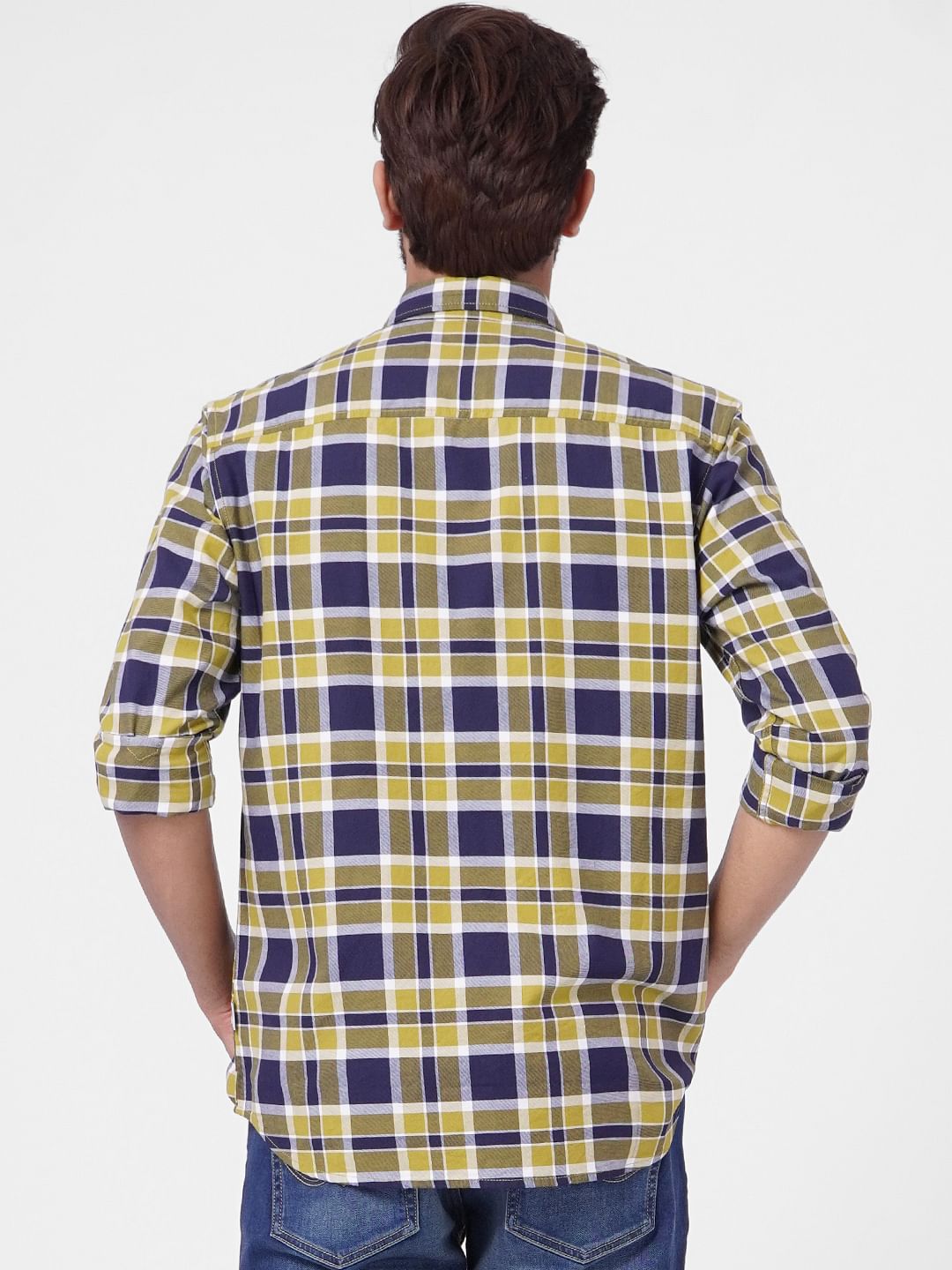 Yellow Check Full Sleeves Shirt