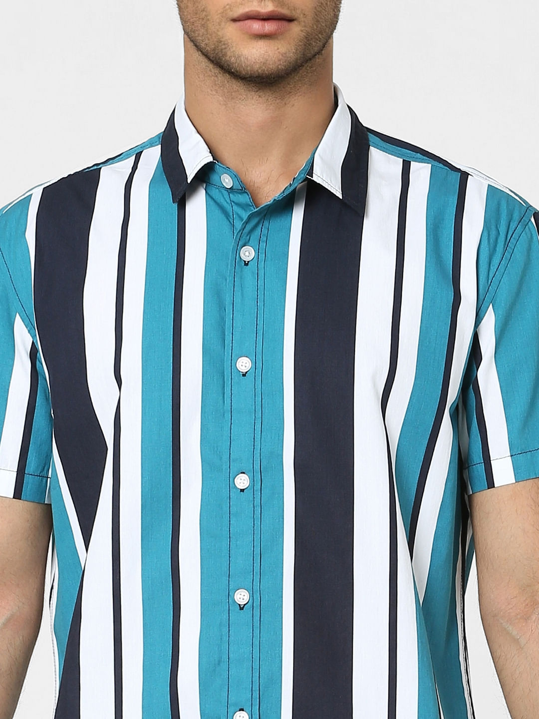 Orange Striped Half Sleeves Shirt
