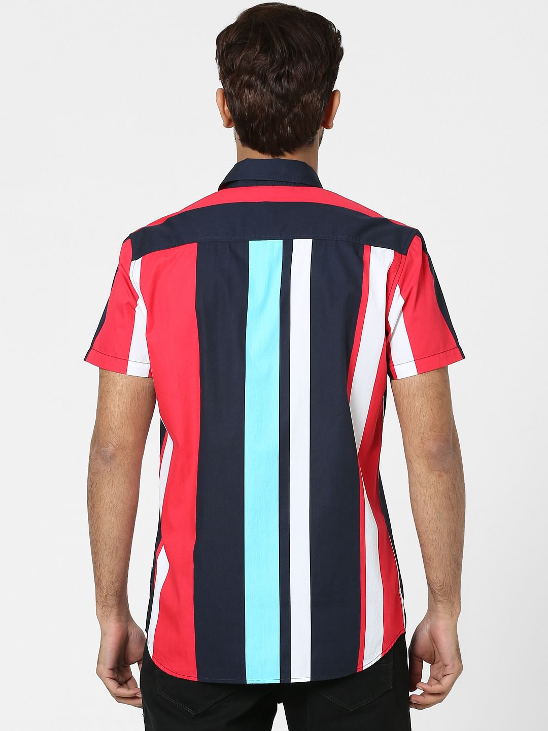 Multi-coloured Striped Half Sleeves Shirt
