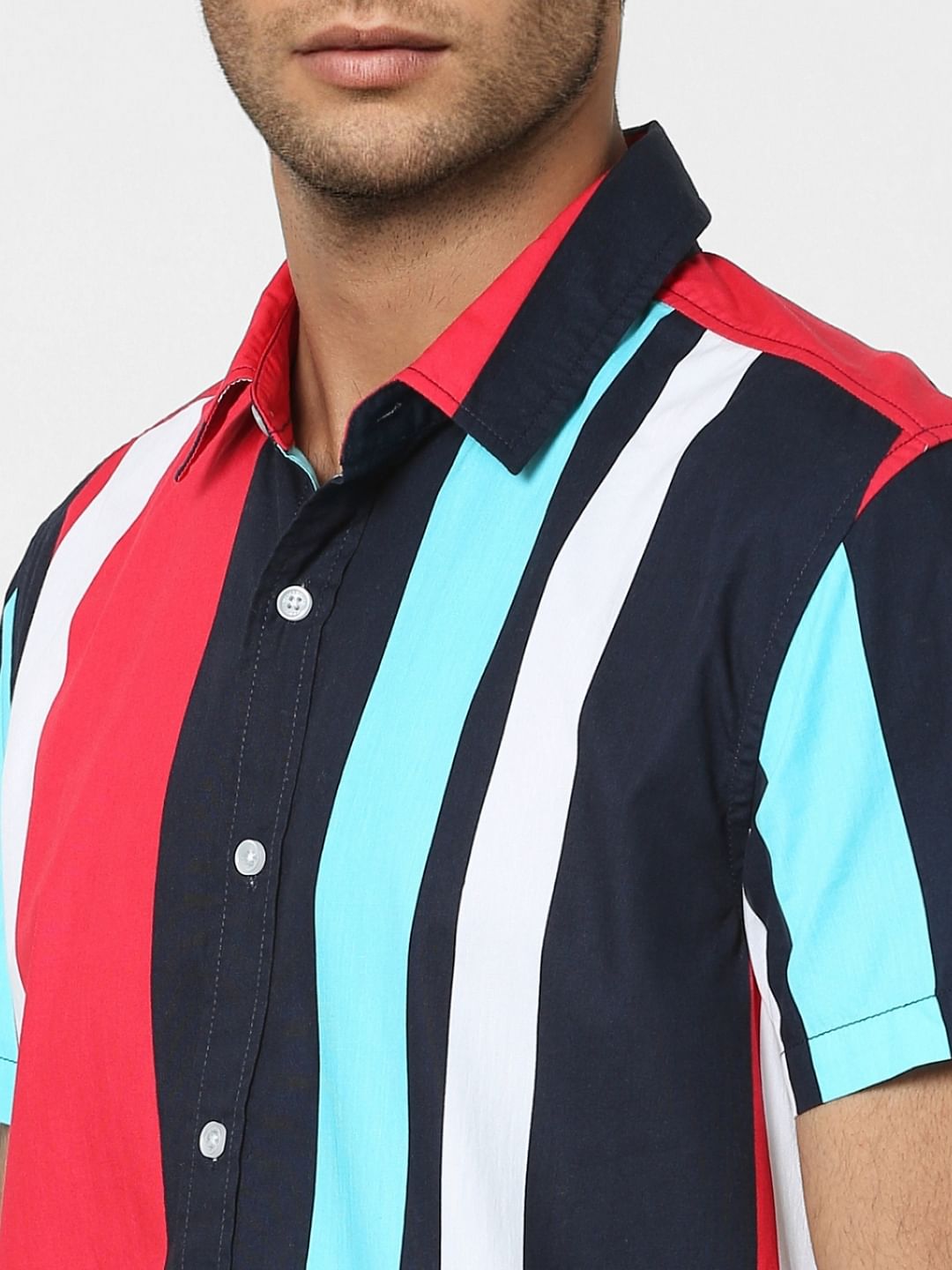 Multi-coloured Striped Half Sleeves Shirt