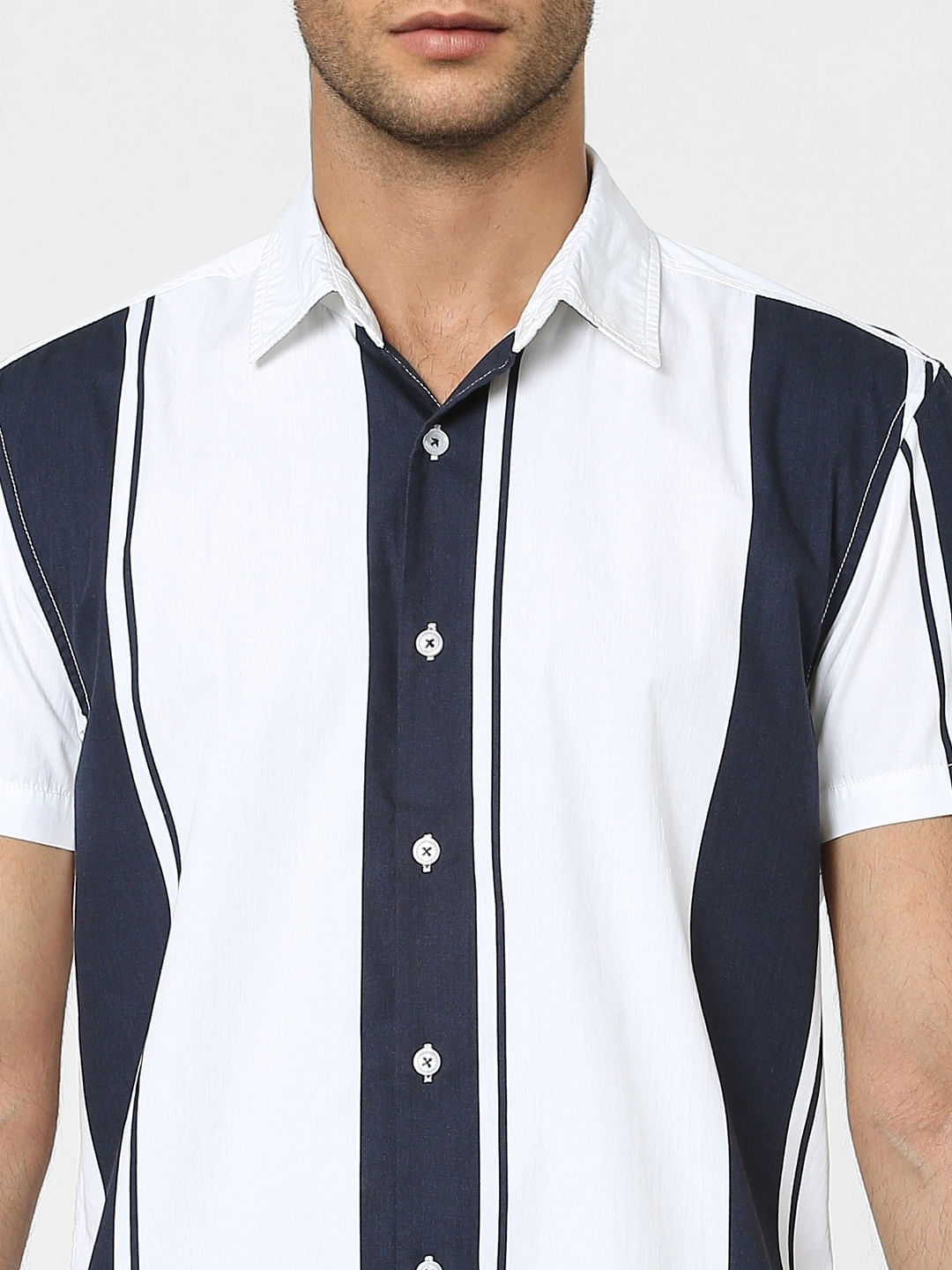 Blue Striped Half Sleeves Shirt