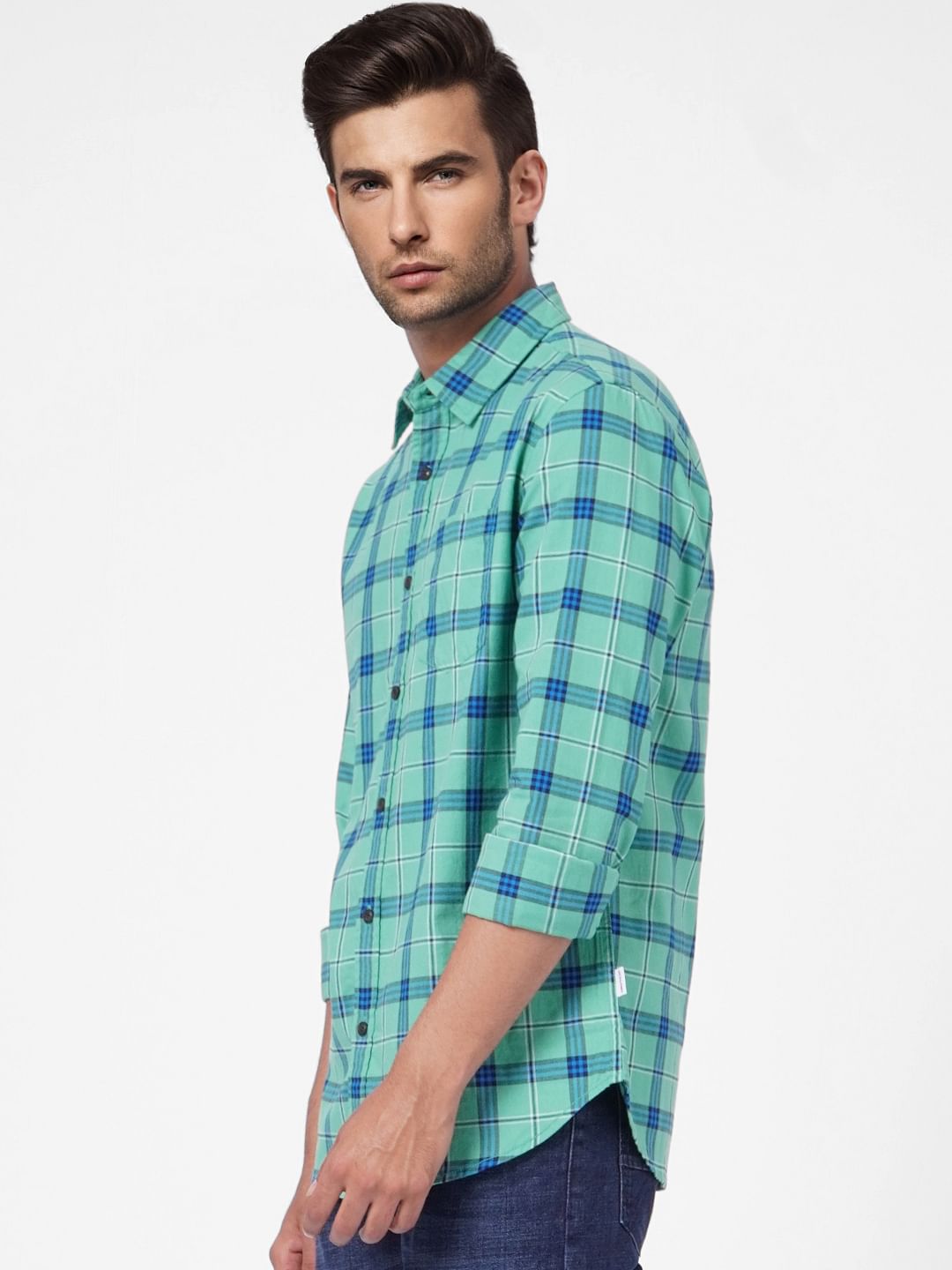 Green Check Full Sleeves Shirt