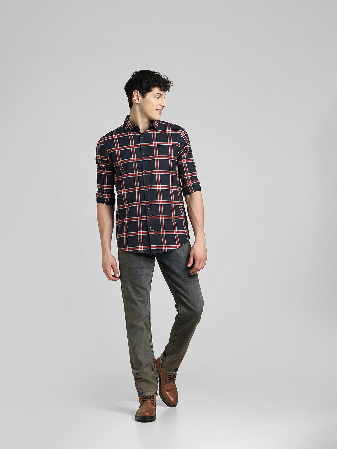Blue Check Full Sleeves Shirt