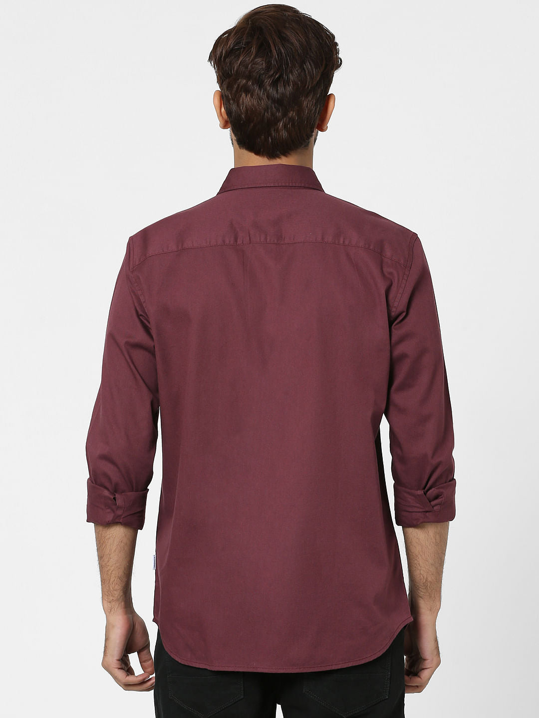 Maroon Solid Full Sleeves Shirt