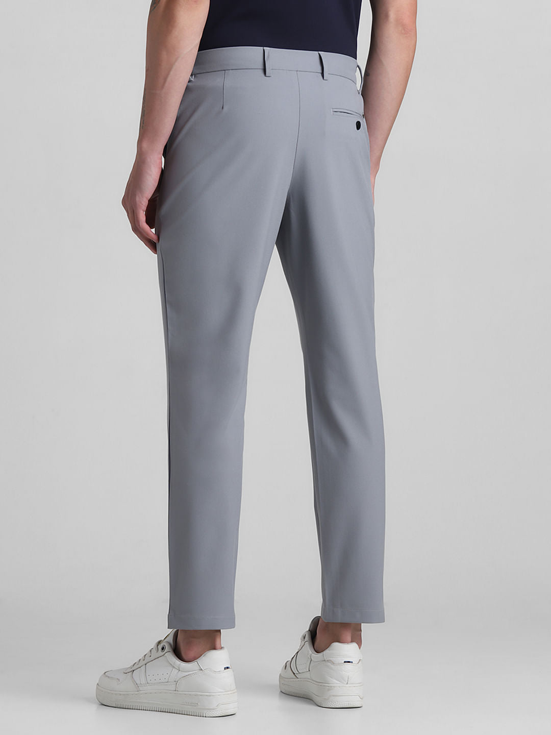 Grey Mid Rise Casual Pants