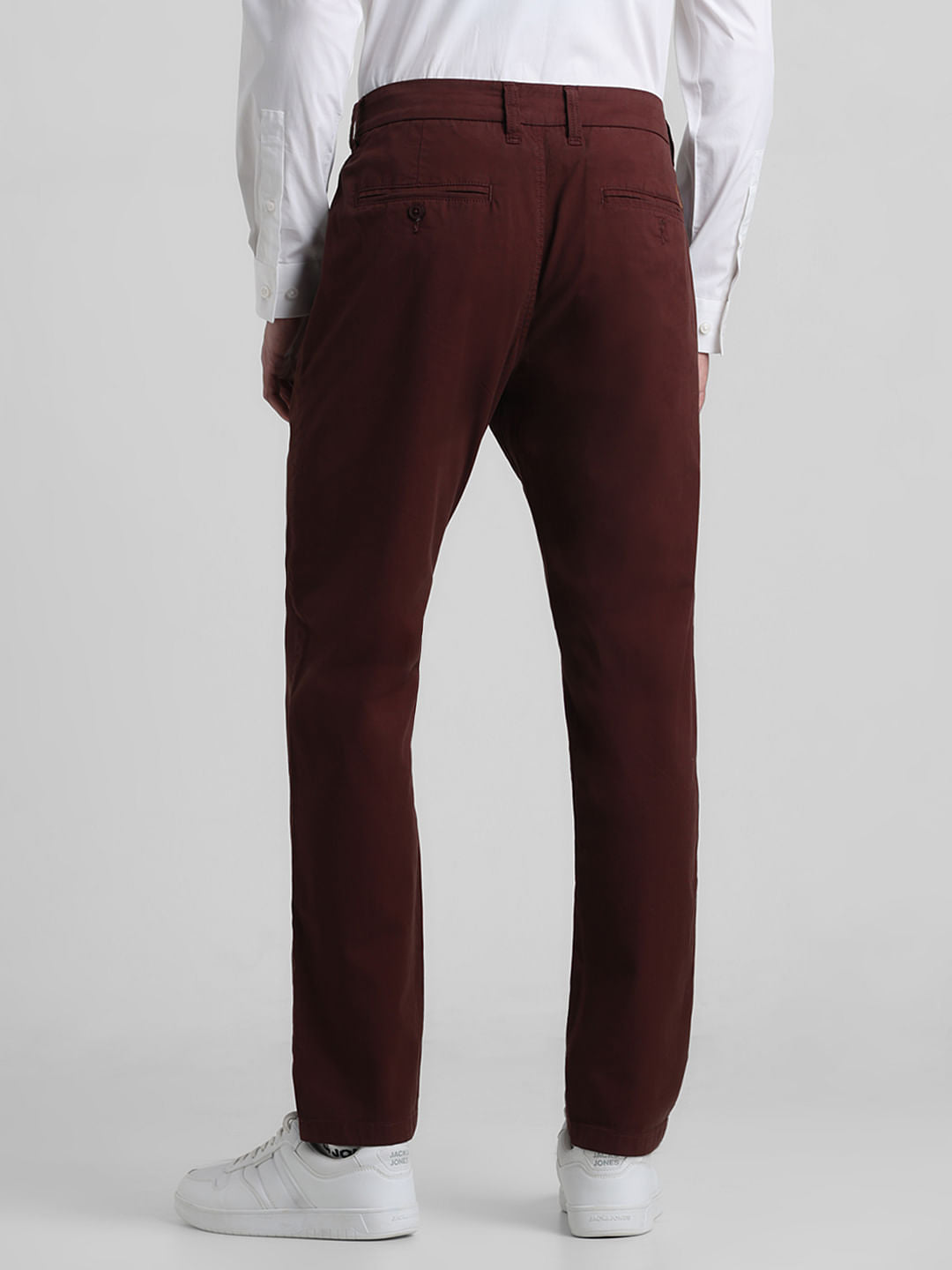 Maroon Mid Rise Slim Fit Pants