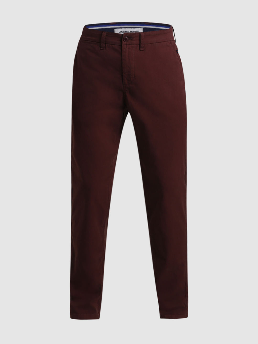 Maroon Mid Rise Slim Fit Pants