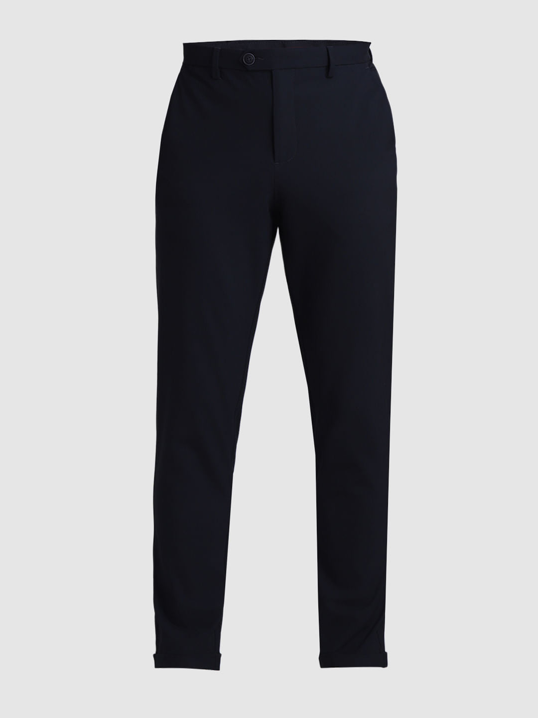 Navy Blue Mid Rise Slim Fit Pants