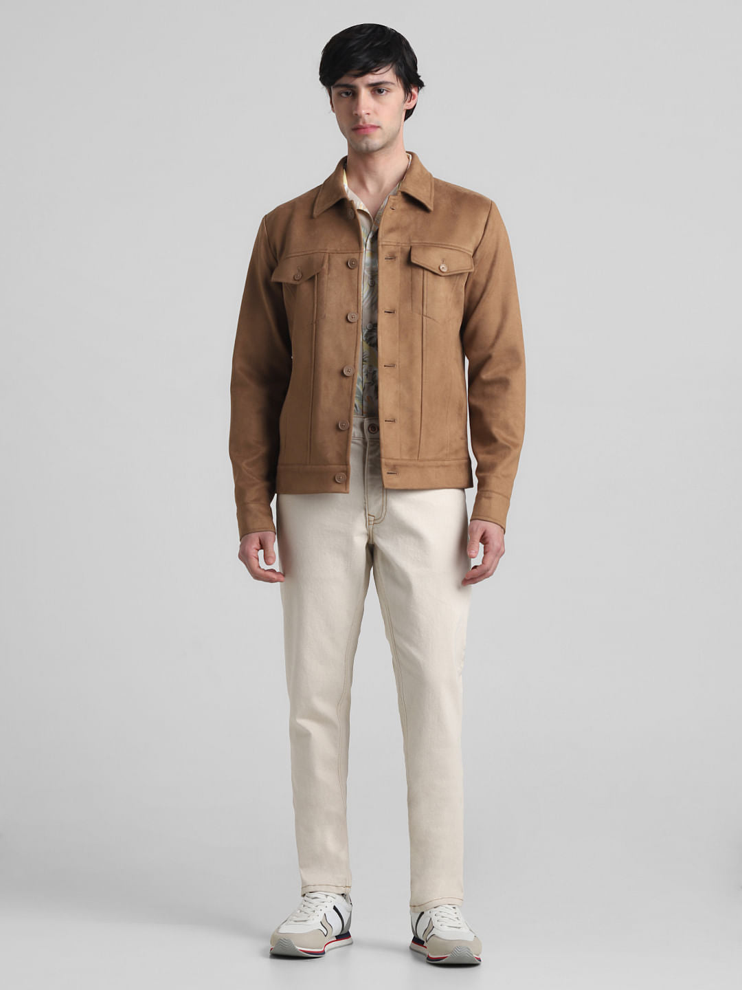 Brown Regular Fit Suede Jacket