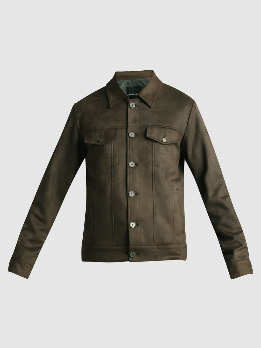 Olive Regular Fit Suede Jacket