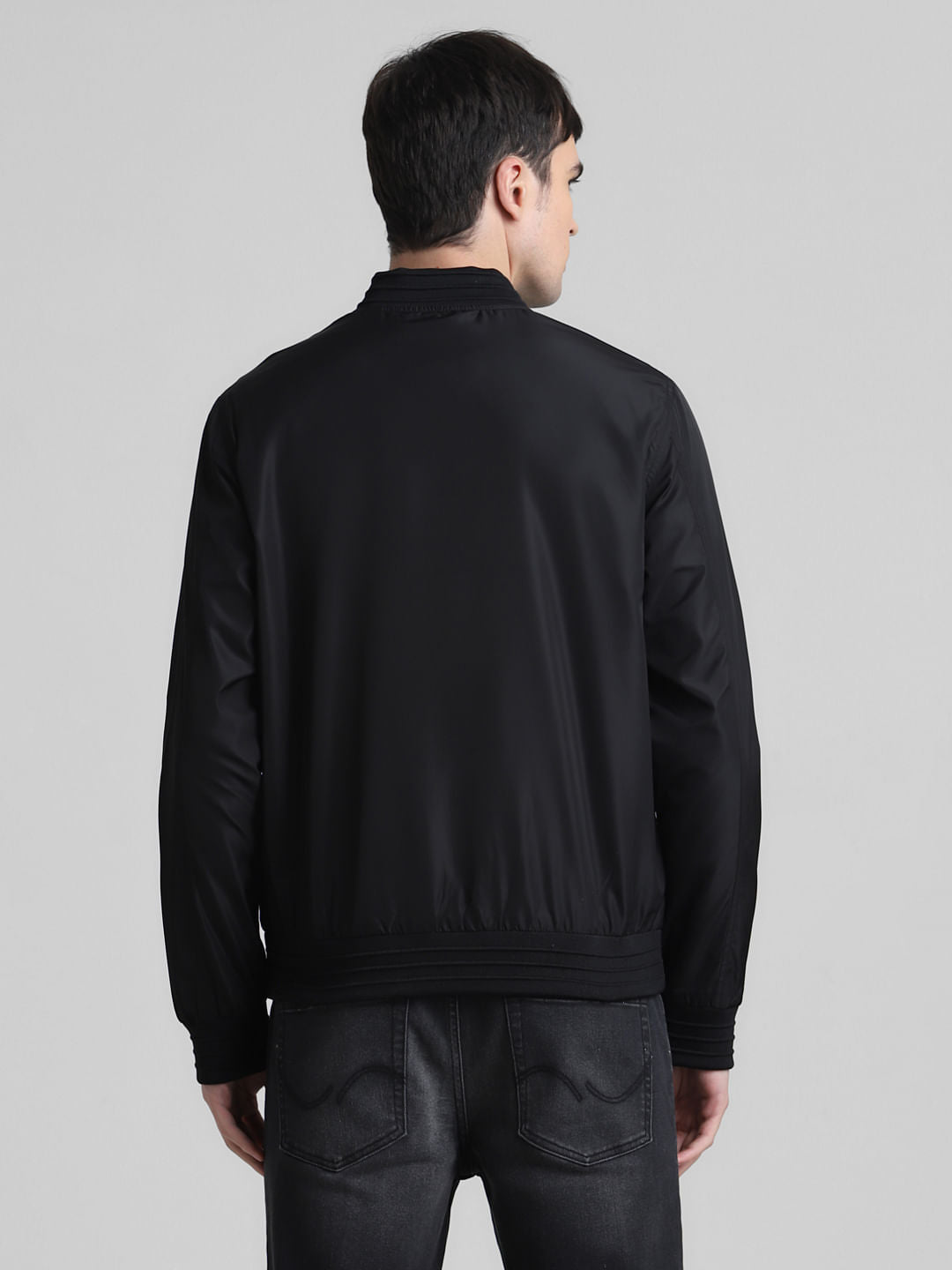 Black Regular Fit Bomber Jacket