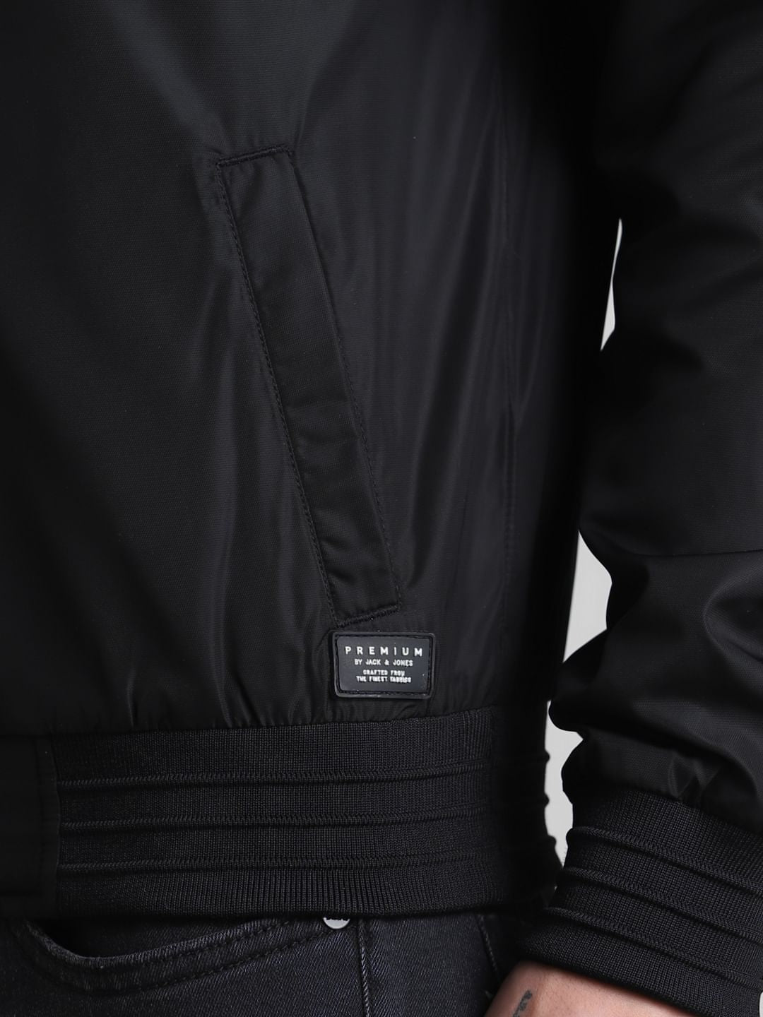 Black Regular Fit Bomber Jacket