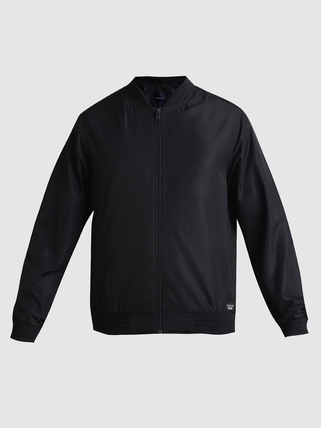 Black Regular Fit Bomber Jacket