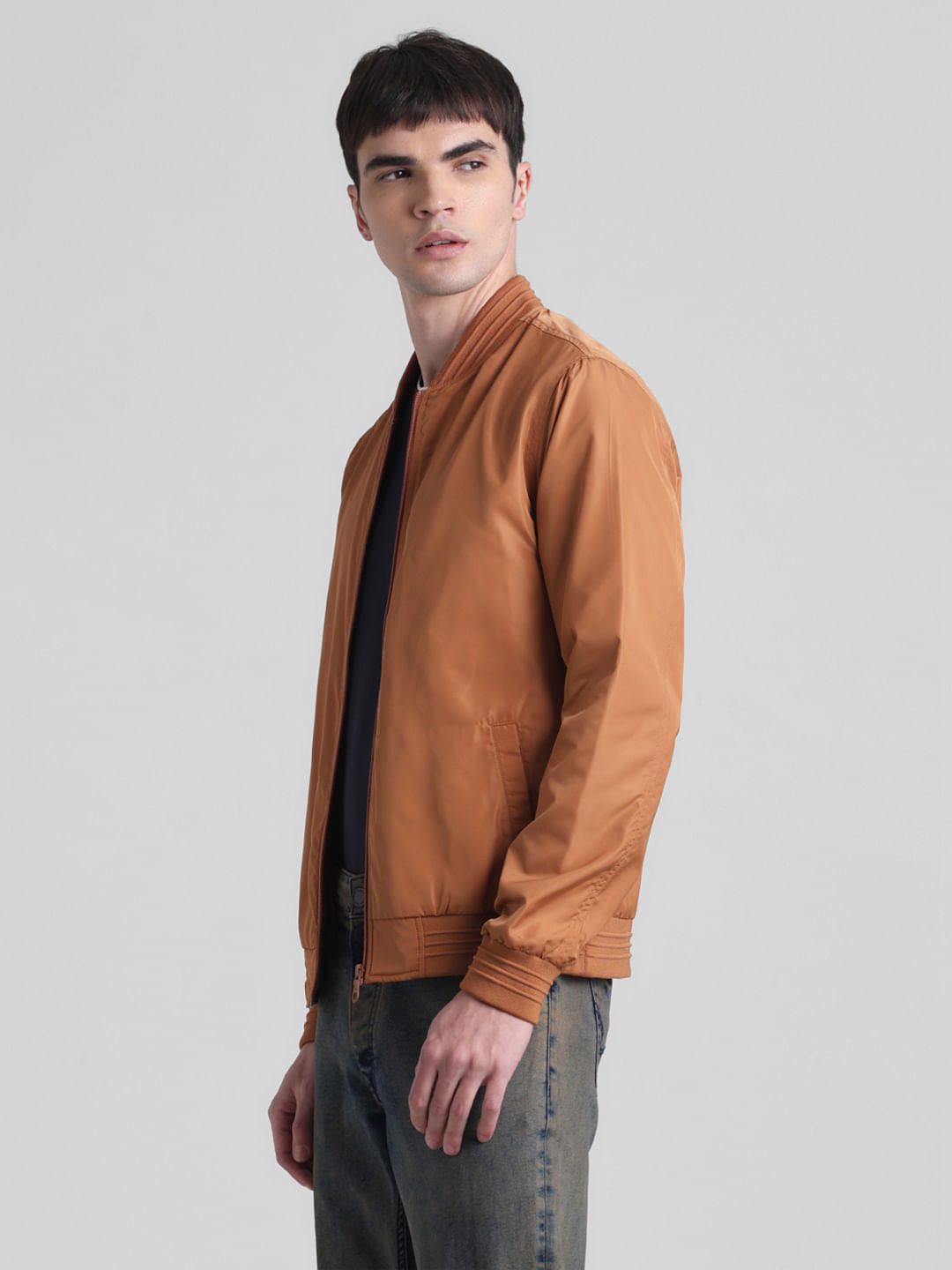 Brown Regular Fit Bomber Jacket
