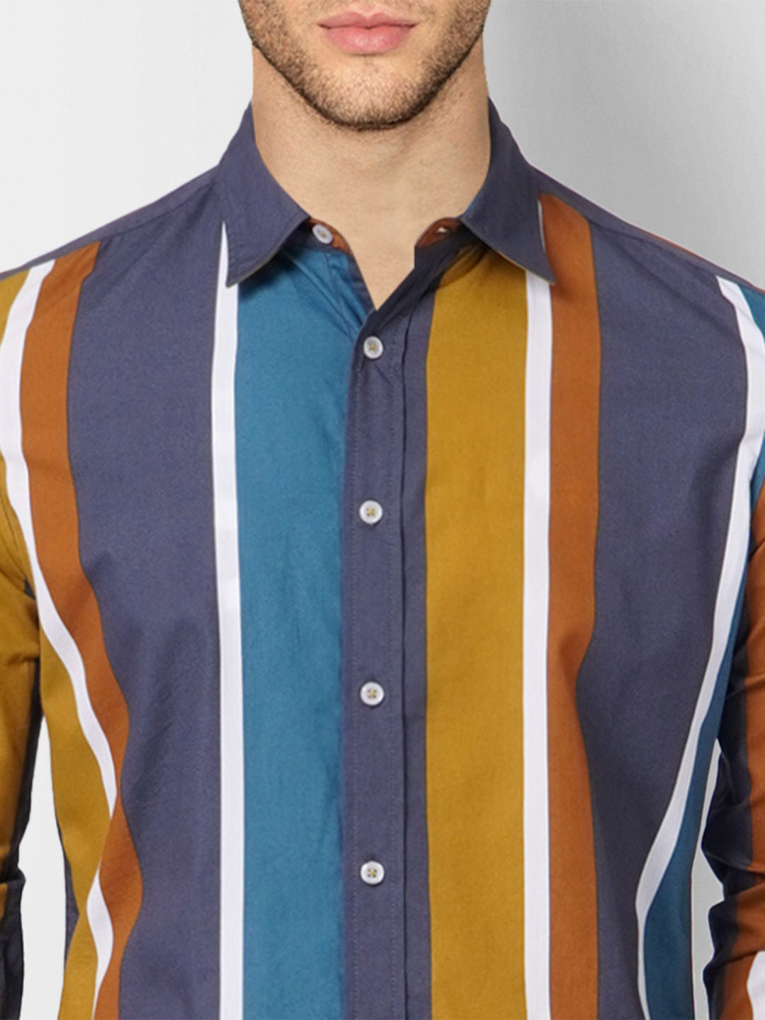 Multi-coloured Striped Full Sleeves Shirt