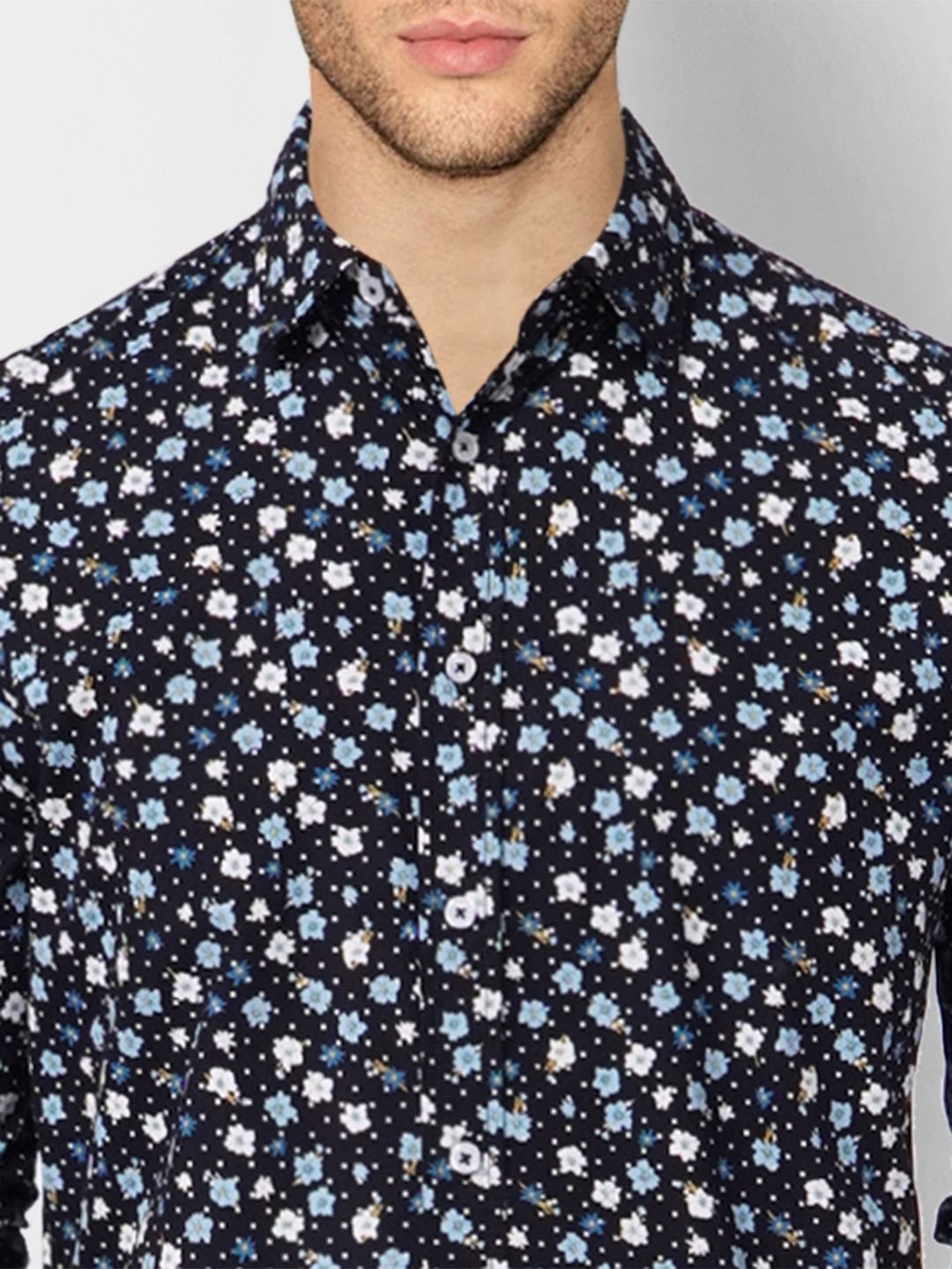 Black Floral Full Sleeves Shirt