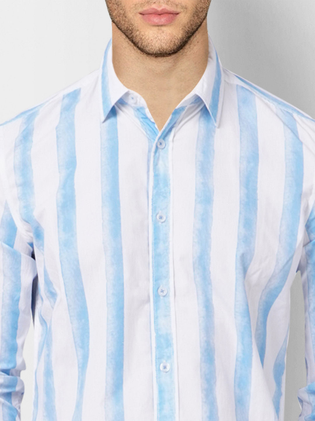 Blue Striped Full Sleeves Shirt