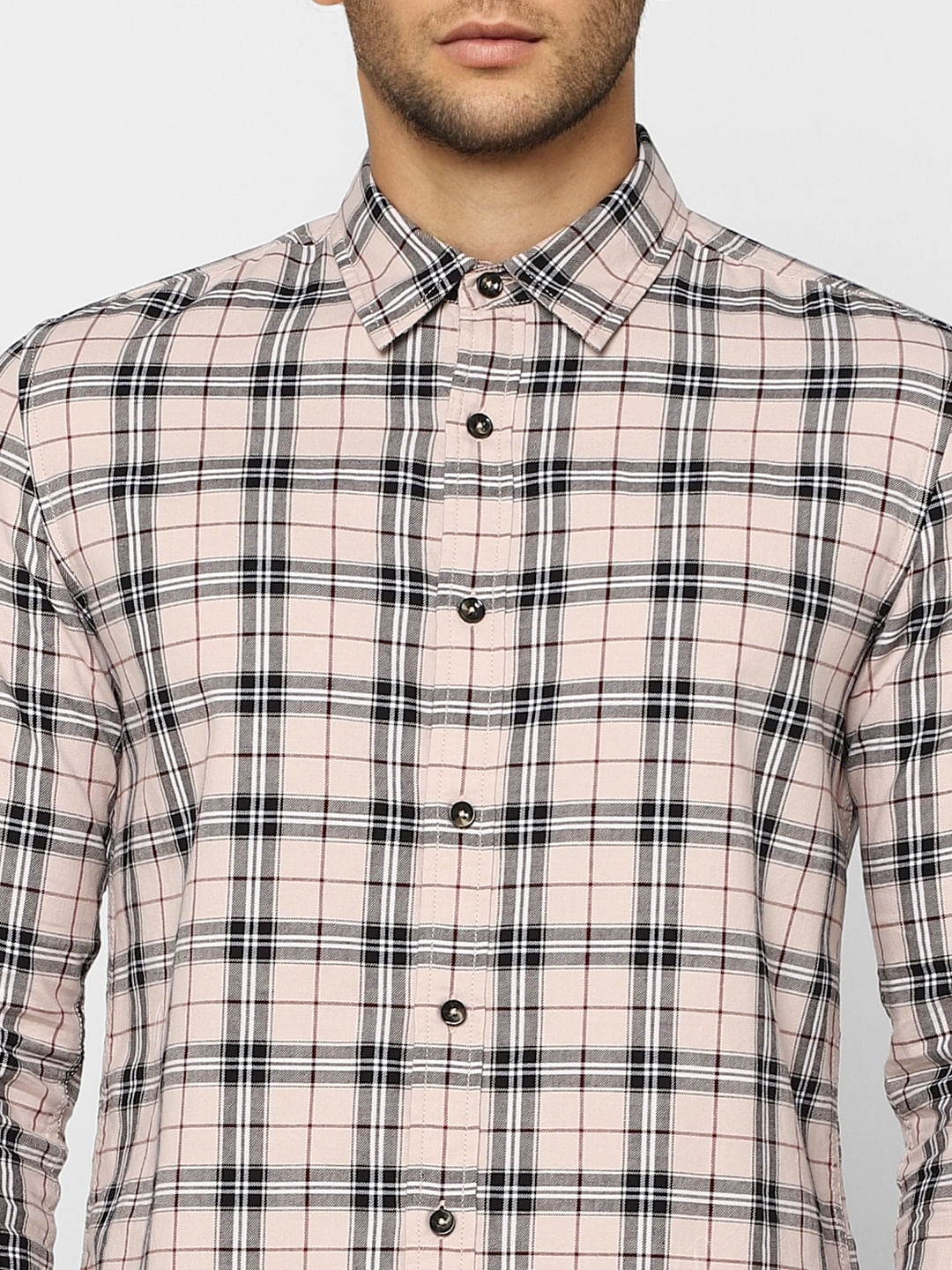 Light Pink Check Full Sleeves Shirt