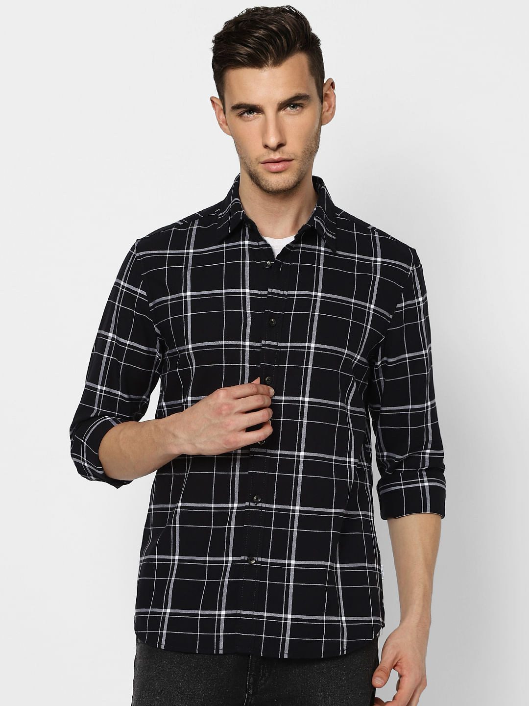 Black Check Full Sleeves Shirt