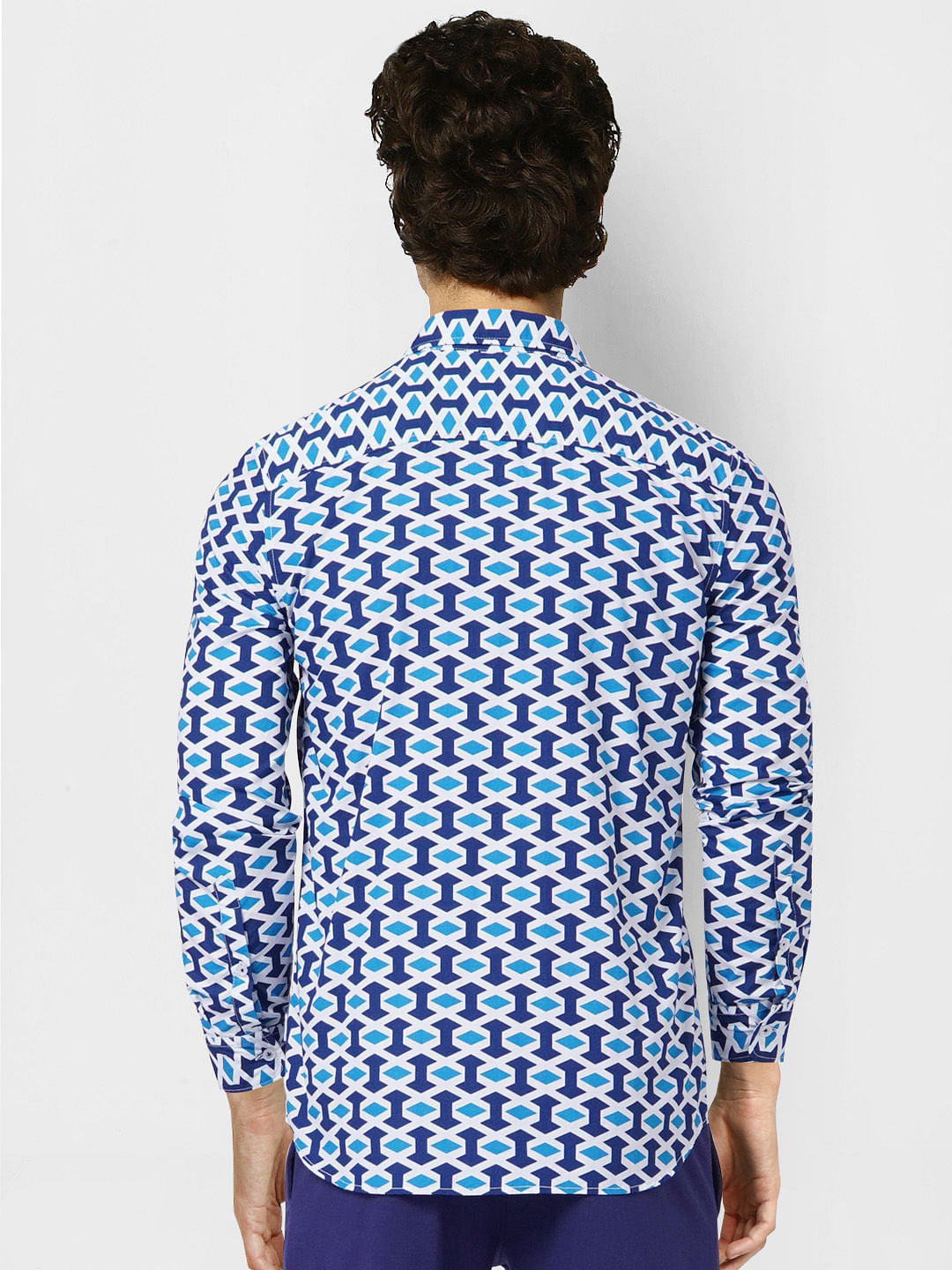 Blue Printed Full Sleeves Shirt