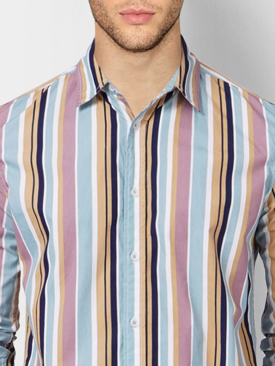 Multi-coloured Striped Full Sleeves Shirt