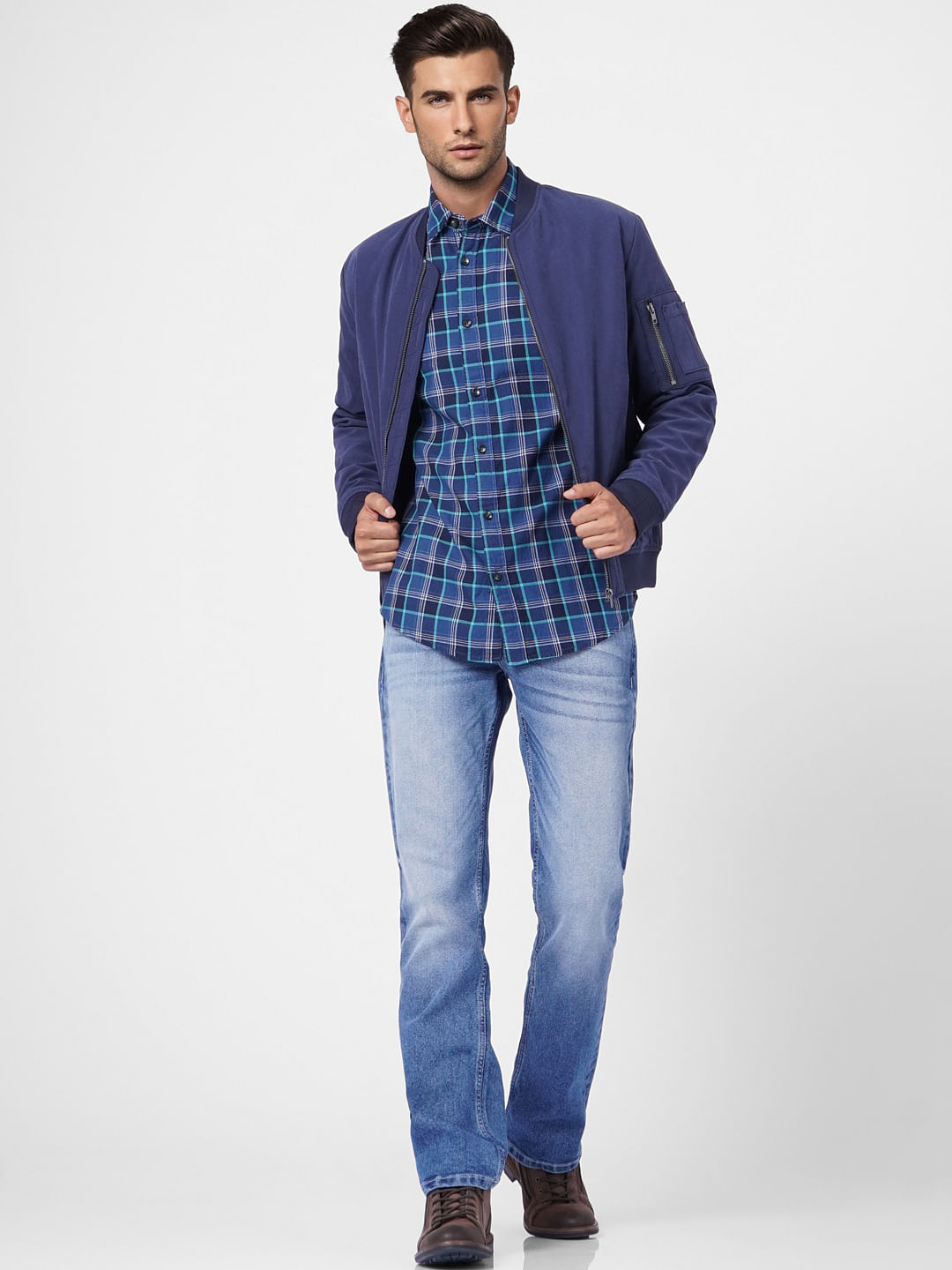 Blue Check Full Sleeves Shirt