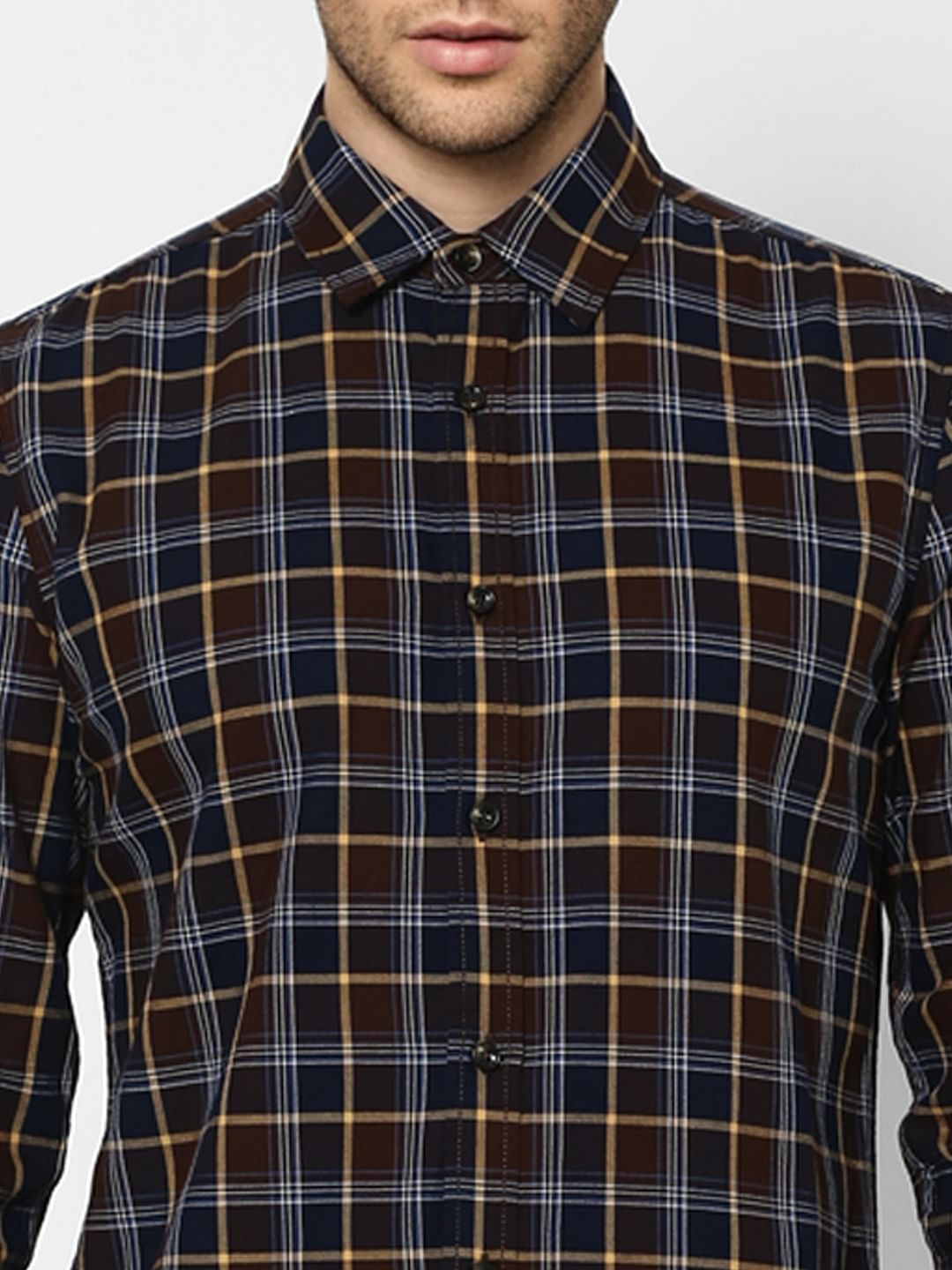 Maroon & Blue Check Full Sleeves Shirt