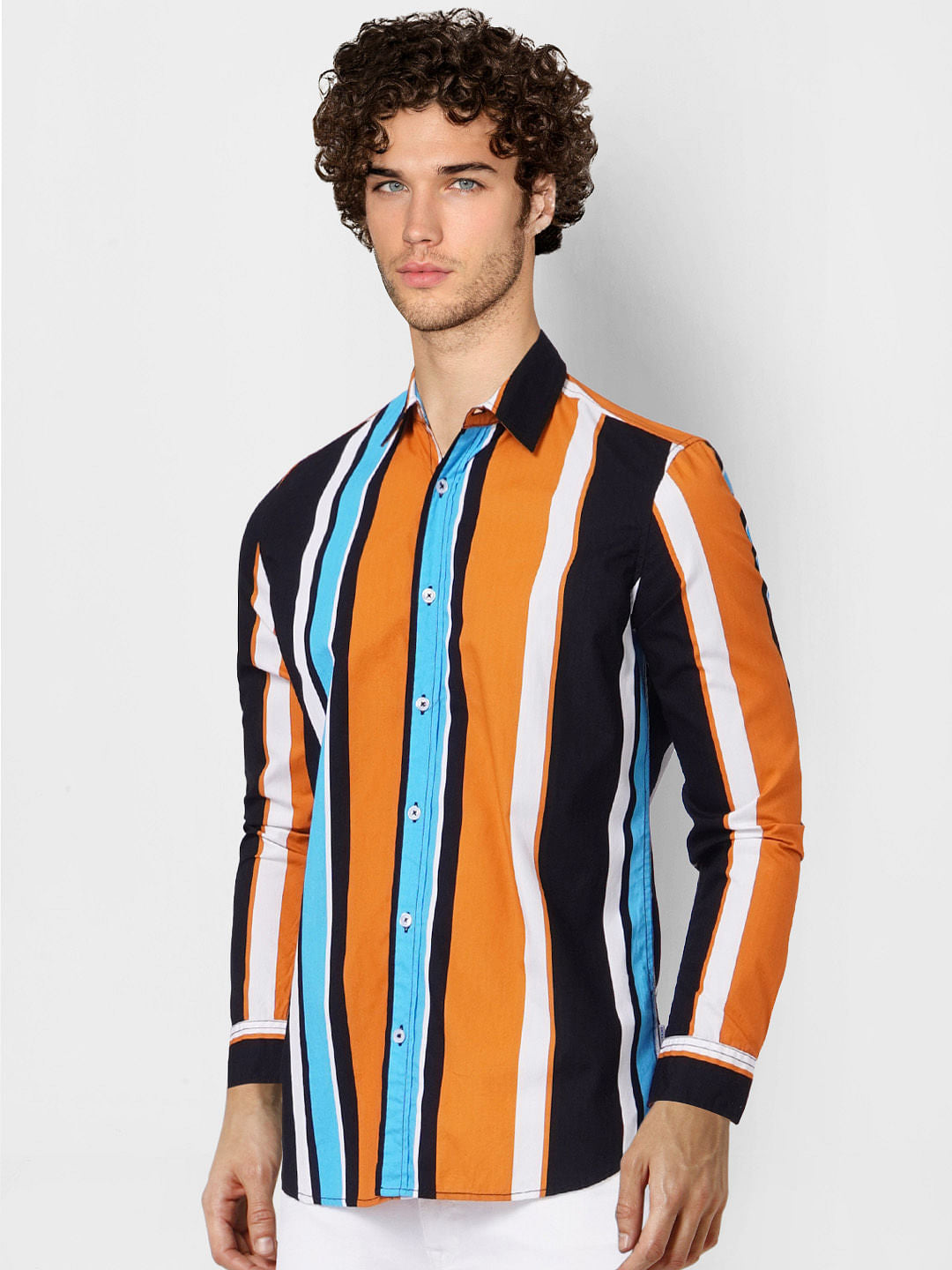 Multi-coloured Striped Full Sleeves Shirt