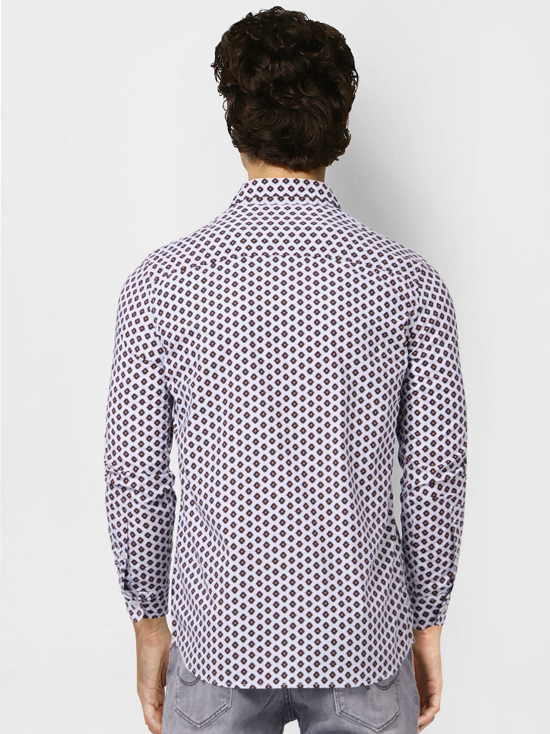 White Printed Full Sleeves Shirt