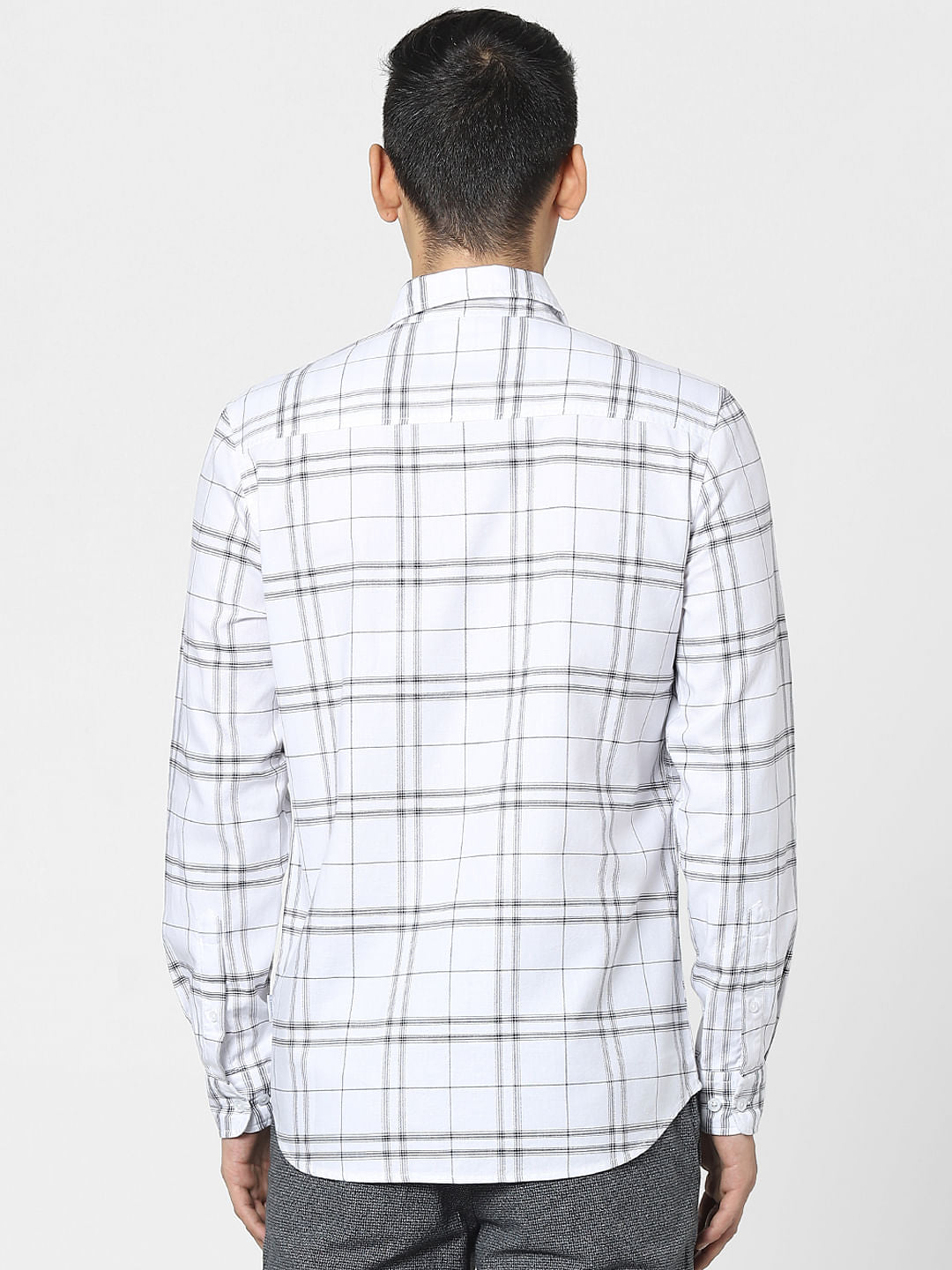 White Check Full Sleeves Shirt