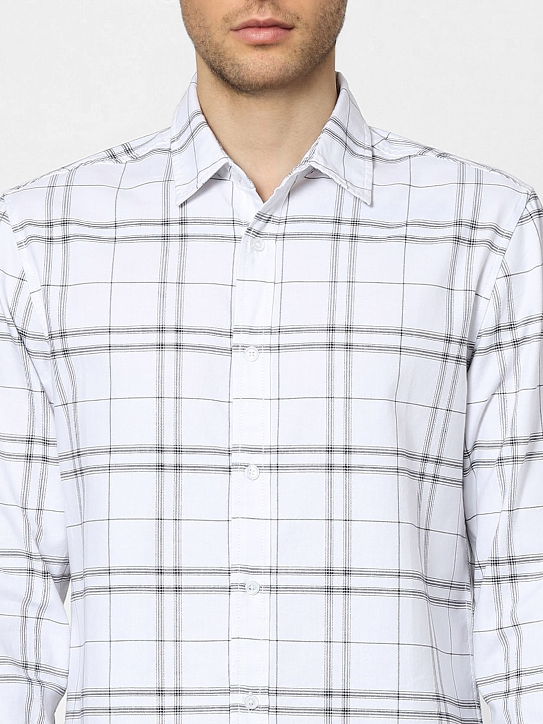White Check Full Sleeves Shirt