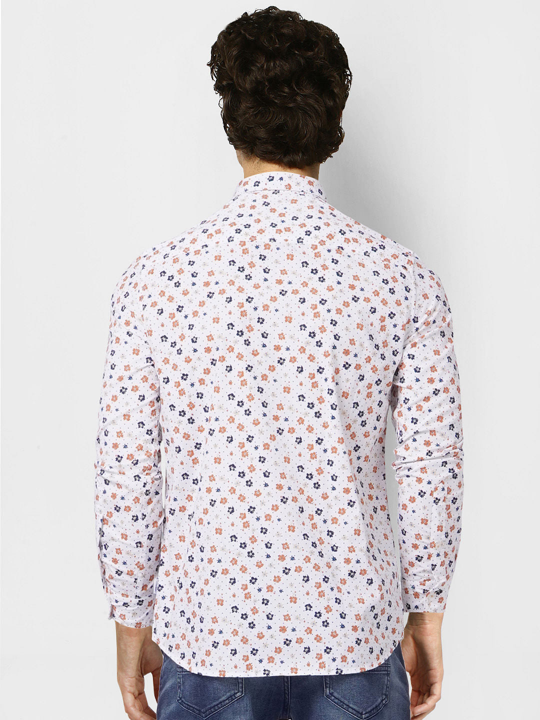 White Floral Full Sleeves Shirt