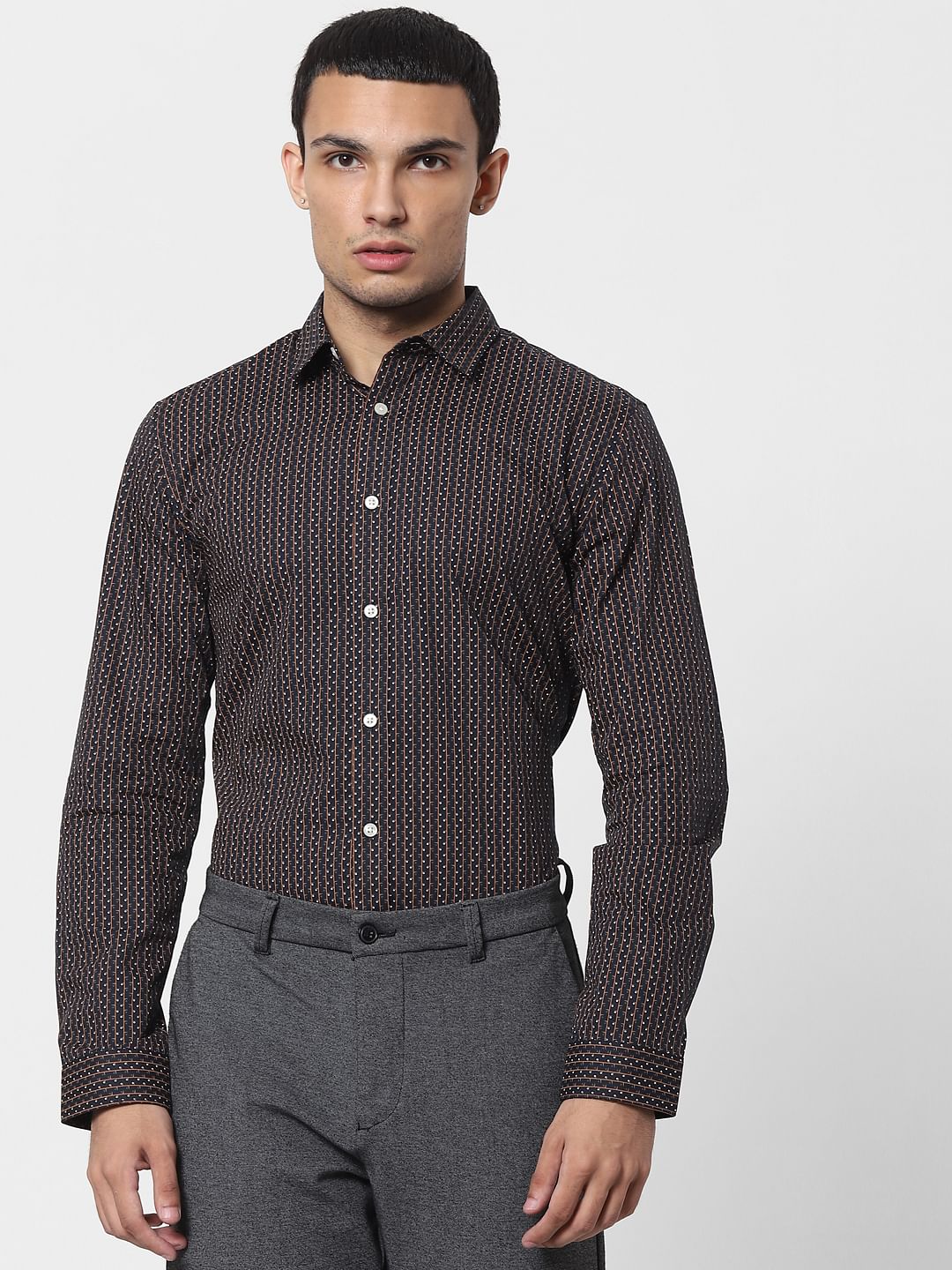 Dark Blue Printed Full Sleeves Shirt