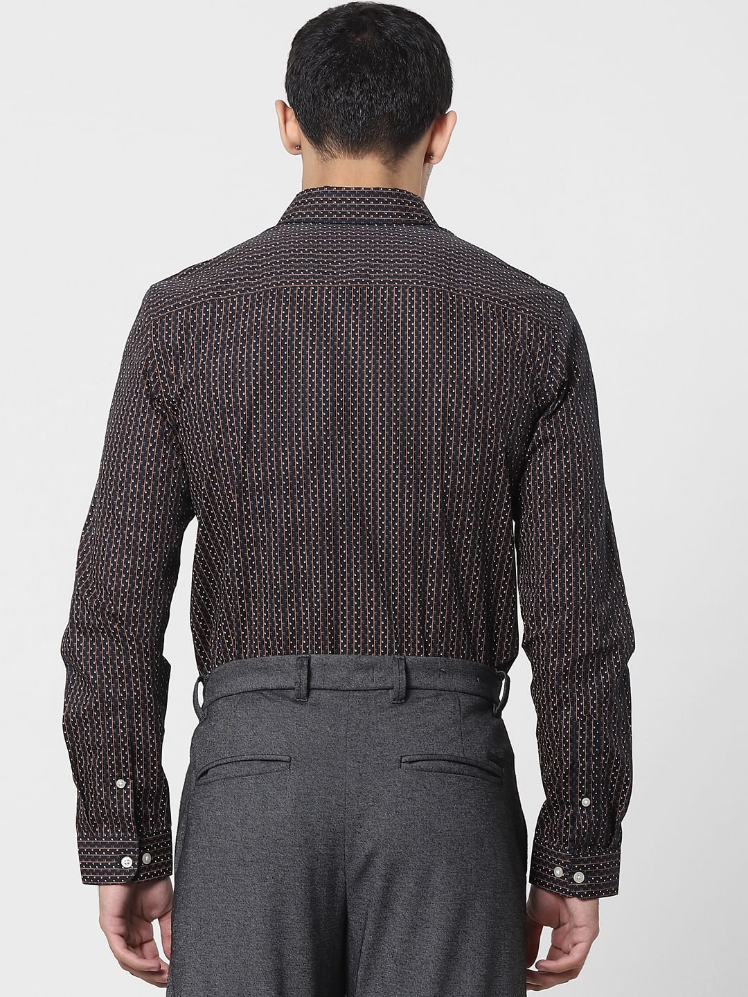 Dark Blue Printed Full Sleeves Shirt