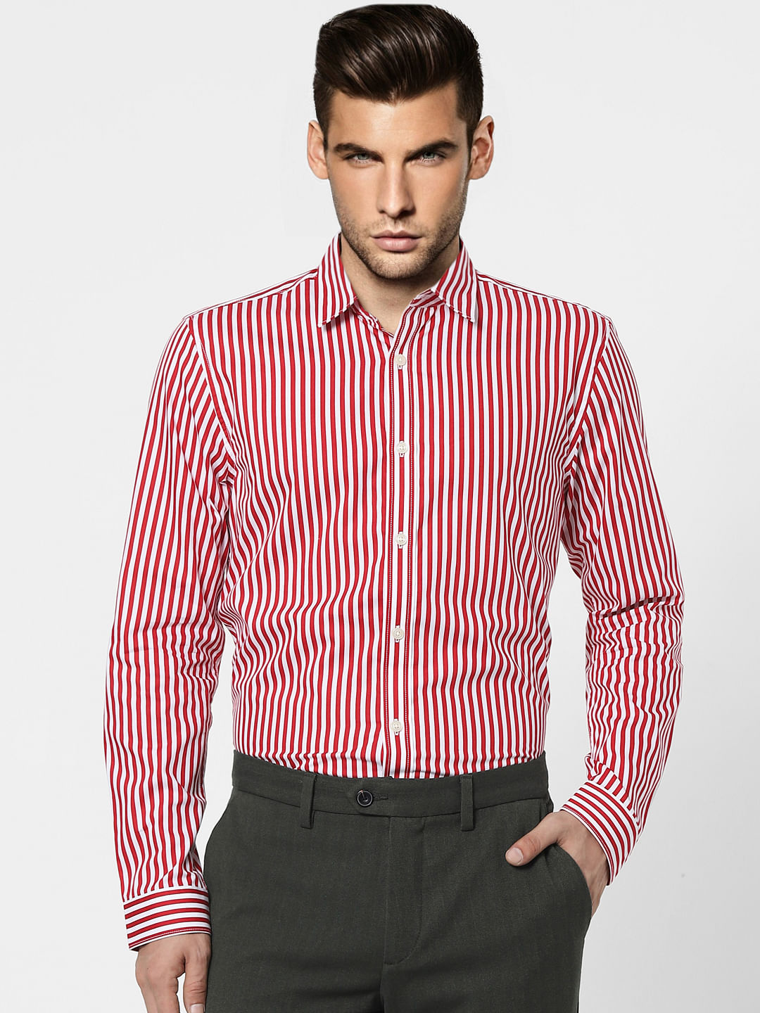 Red Striped Full Sleeves Shirt